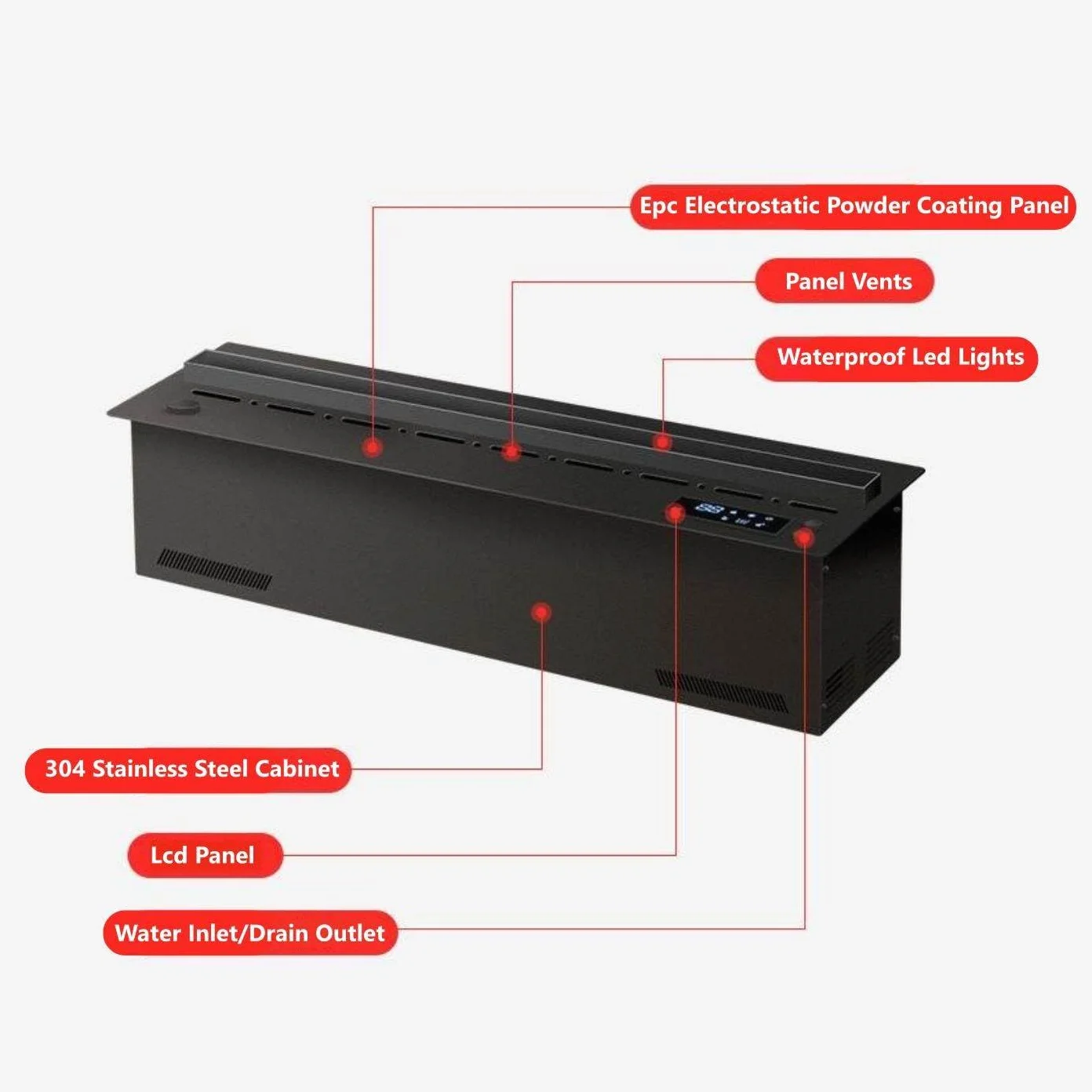 Camino a vapore 80cm effetto fiamma realistico 3D atomizzato ultra silenzioso telecomando