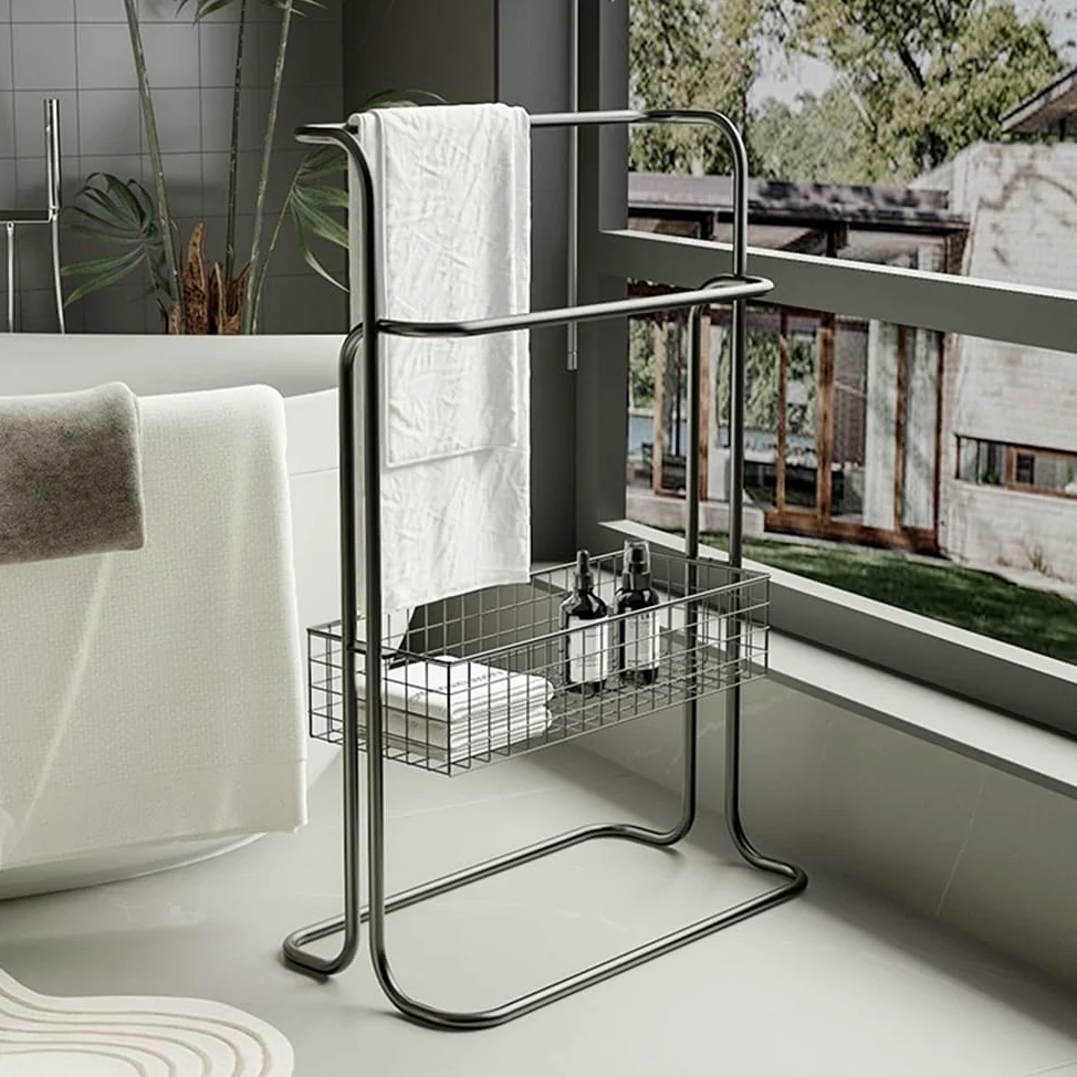 Portasciugamani da Terra Portasciugamani da Pavimento Portasciugamani da Bagno Portasciugamani Portasciugamani da Pavimento Senza punzonatura Portasciugamani da Bagno Portasciugamani(Nero)