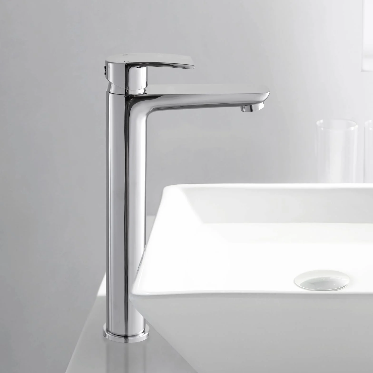 922L - Rubinetti miscelatore per lavabo, monoblocco moderno, in ottone cromato
