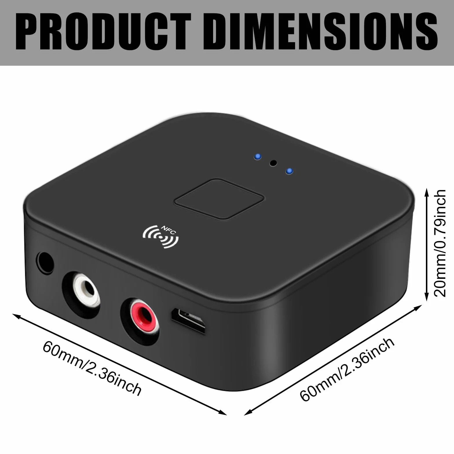 Ricevitore Bluetooth 5.0 NFC, Adattatore Audio Wireless HiFi per Impianto Stereo Con Jack AUX RCA da 3,5 mm per Prodotti Digitali Con Funzione NFC