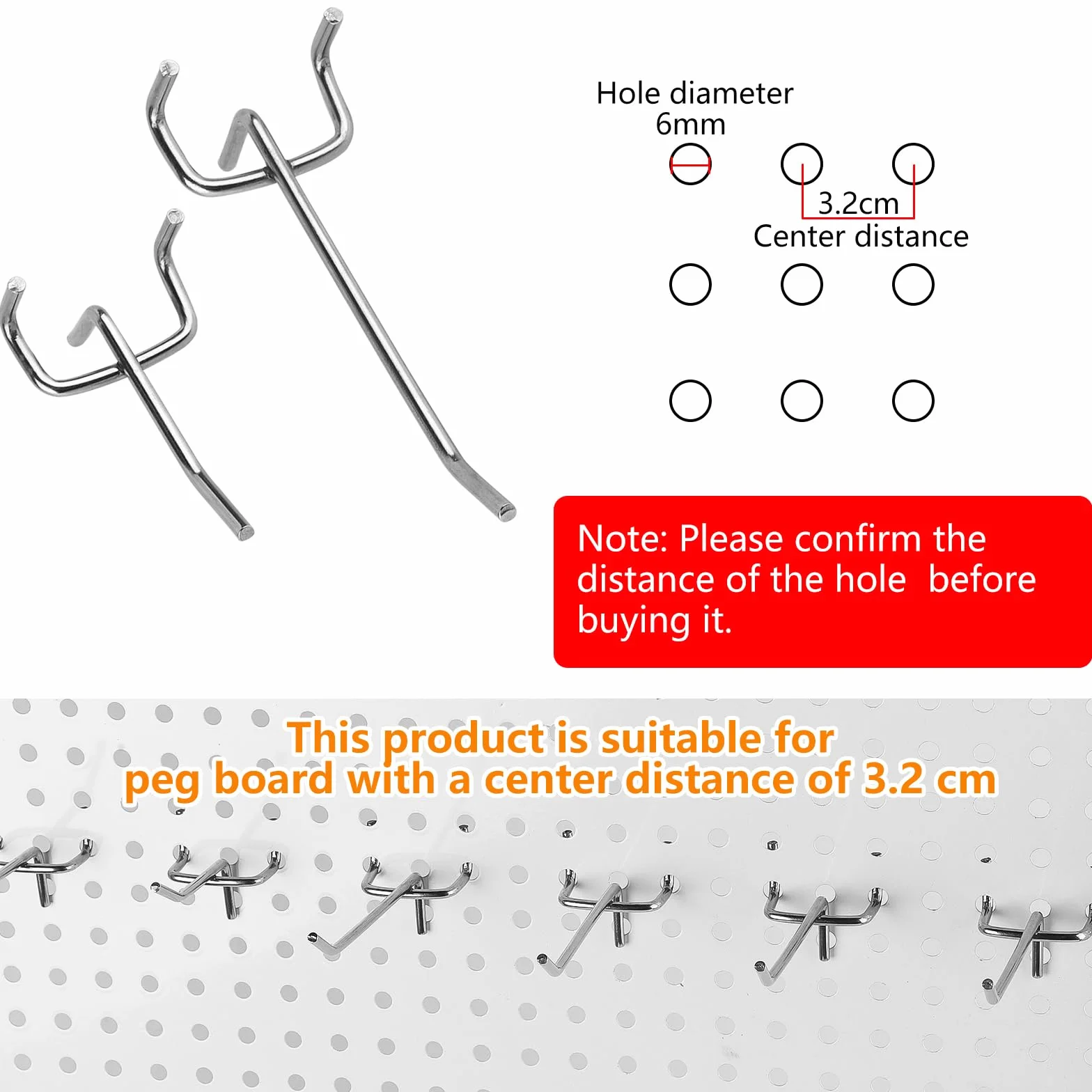 efuturetime 100 ganci per pannello perforati in due lunghezze (5 cm e 10 cm), ganci per mensole da cucina, supermercati, rack per attrezzi