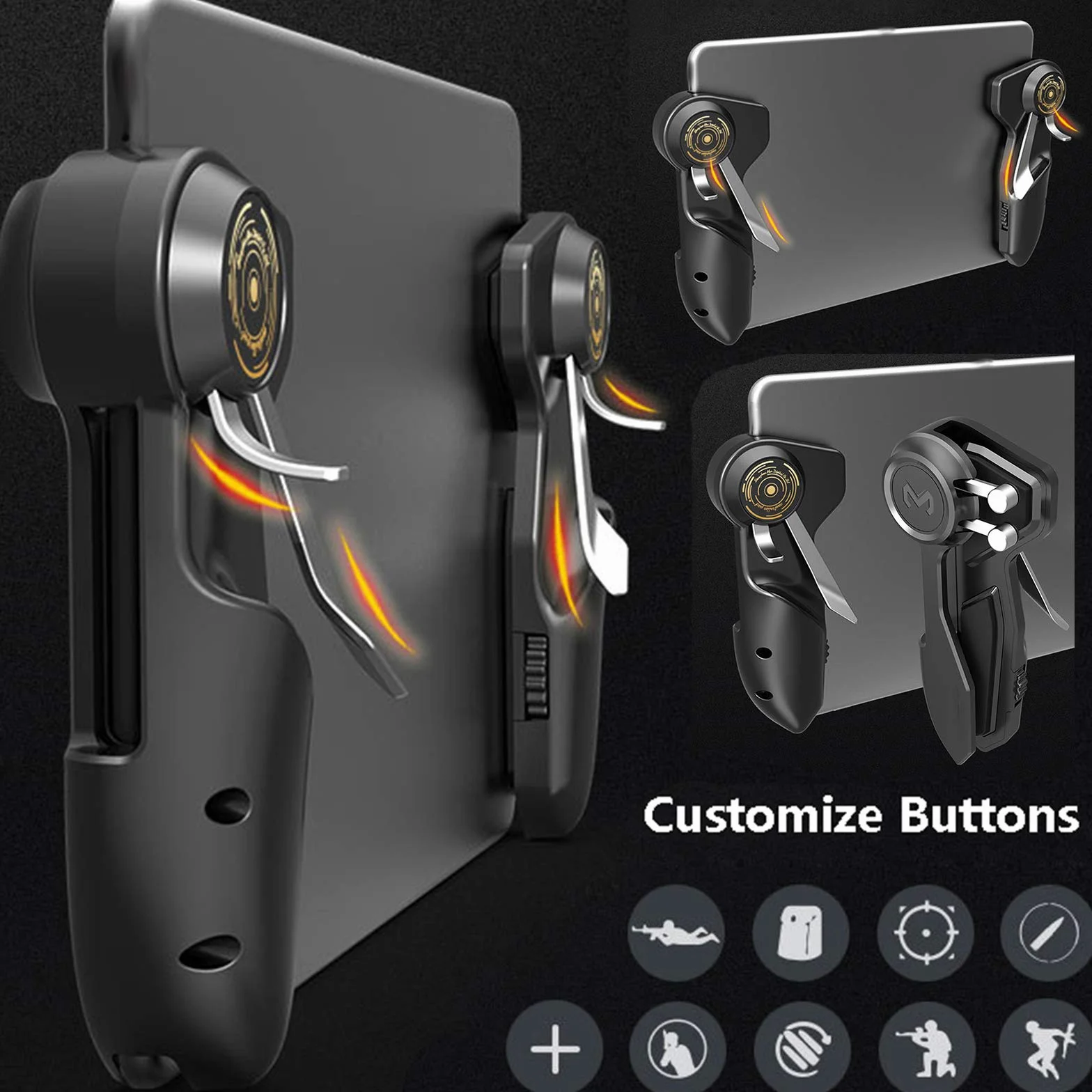 2 Pz Tablet Gioco Joystick Trigger Maniglia 6 Dito L1R1 Sparatutto Fuoco Obiettivo Pulsante Controller per iPad Tablet PUBG Accessori Gioco