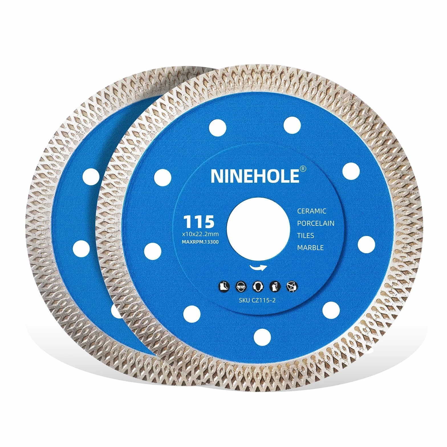 Set di 2 Disco da Taglio Diamantato 115 mm per Piastrelle Gres Porcellanato Marmo Ceramica