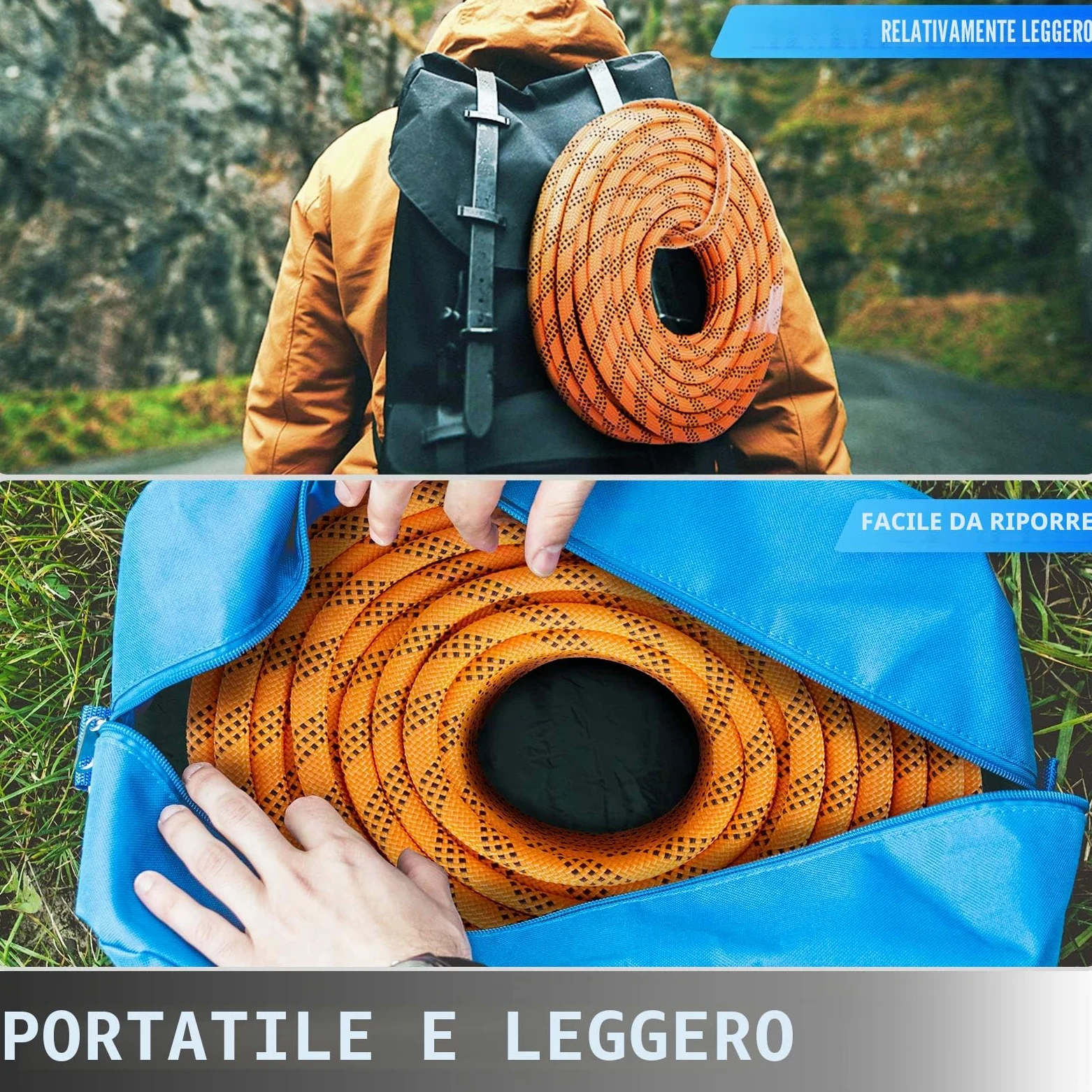 VEVOR Corda in poliestere a doppia treccia da 14 mm 61 m di corda in nylon, corda in nylon ad alta resistenza per potatori, giardinieri, marinai e attività quotidiane