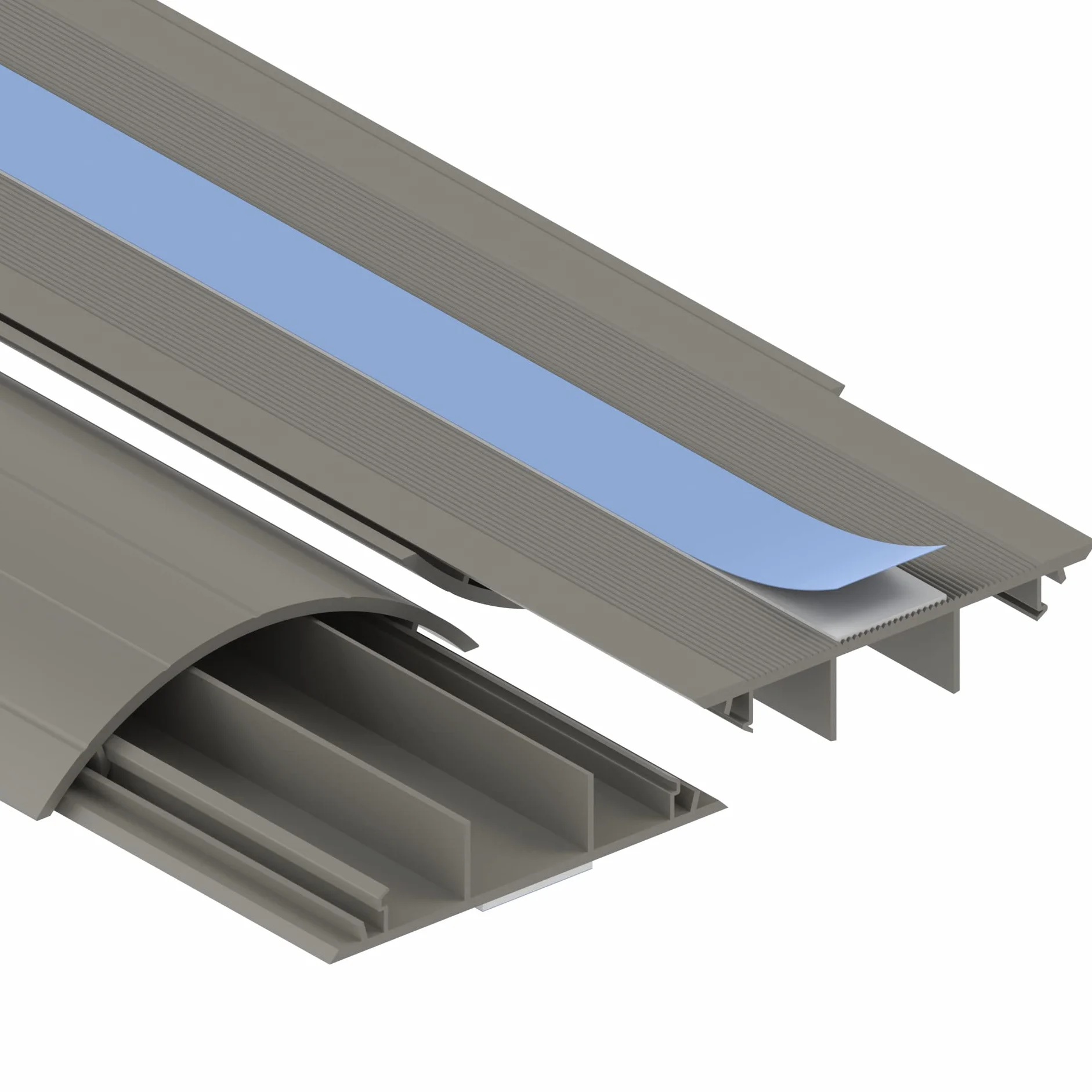 Habengut Guida cavo per pavimento PVC grigio cavo semicircolare 3 cavi larghezza 7,5 cm lunghezza 1 m