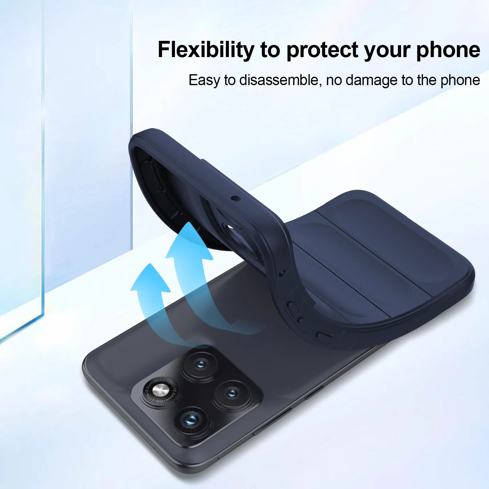 Cover per Motorola Moto Edge 70 Fusion, Custodia in Silicone Morbido TPU, Custodia Antiurto con Strato Interno in Fibra e Protezione della Fotocamera, Blu