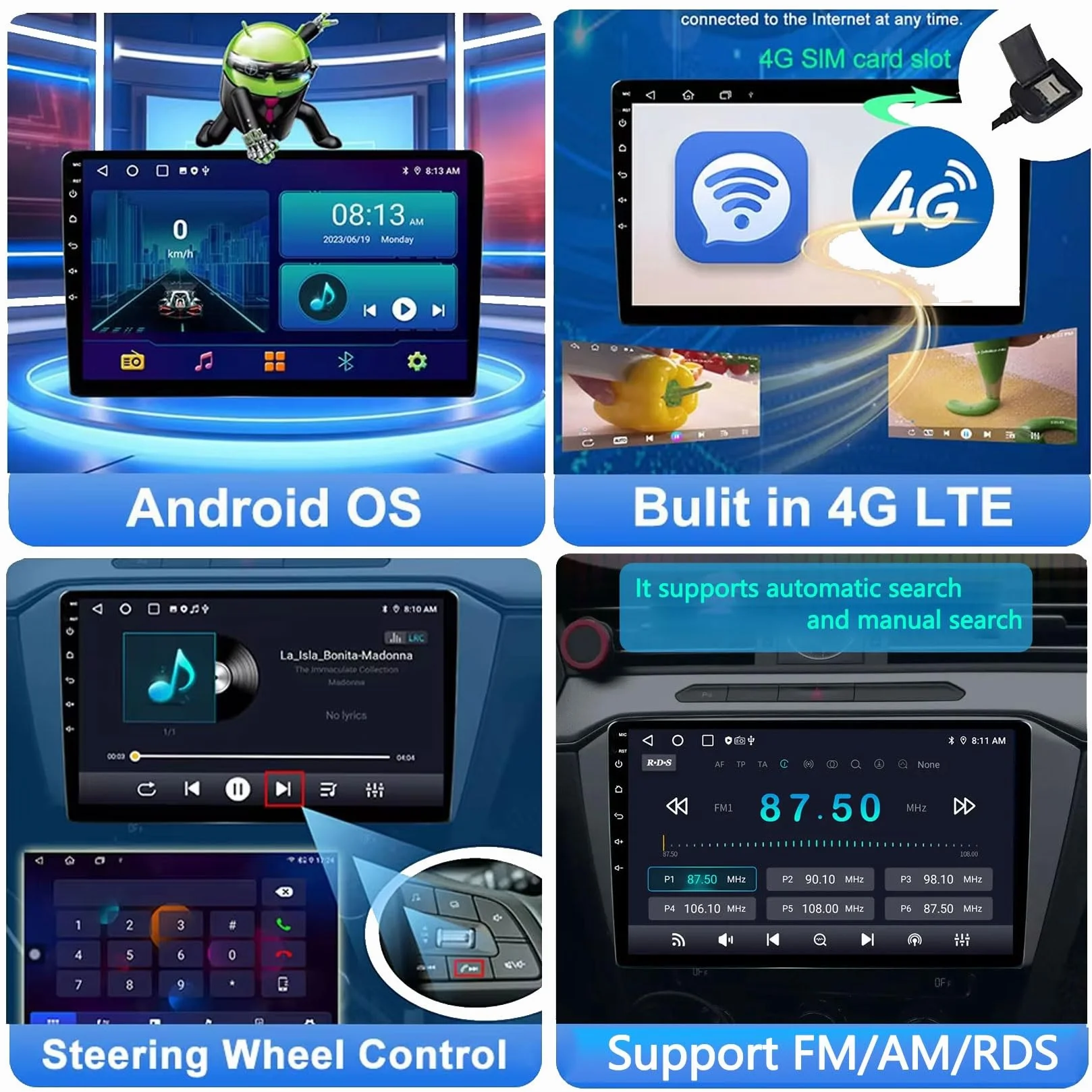 9 Pollici Android 14 Autoradio 2 Din per BMW Mini Cooper S R50 R52 R53 2004-2007 con Carplay Android Auto Senza Fili Bluetooth Stereo Auto Vista Posteriore in Diretta,con Comandi al volante/Mic(P3 WIF