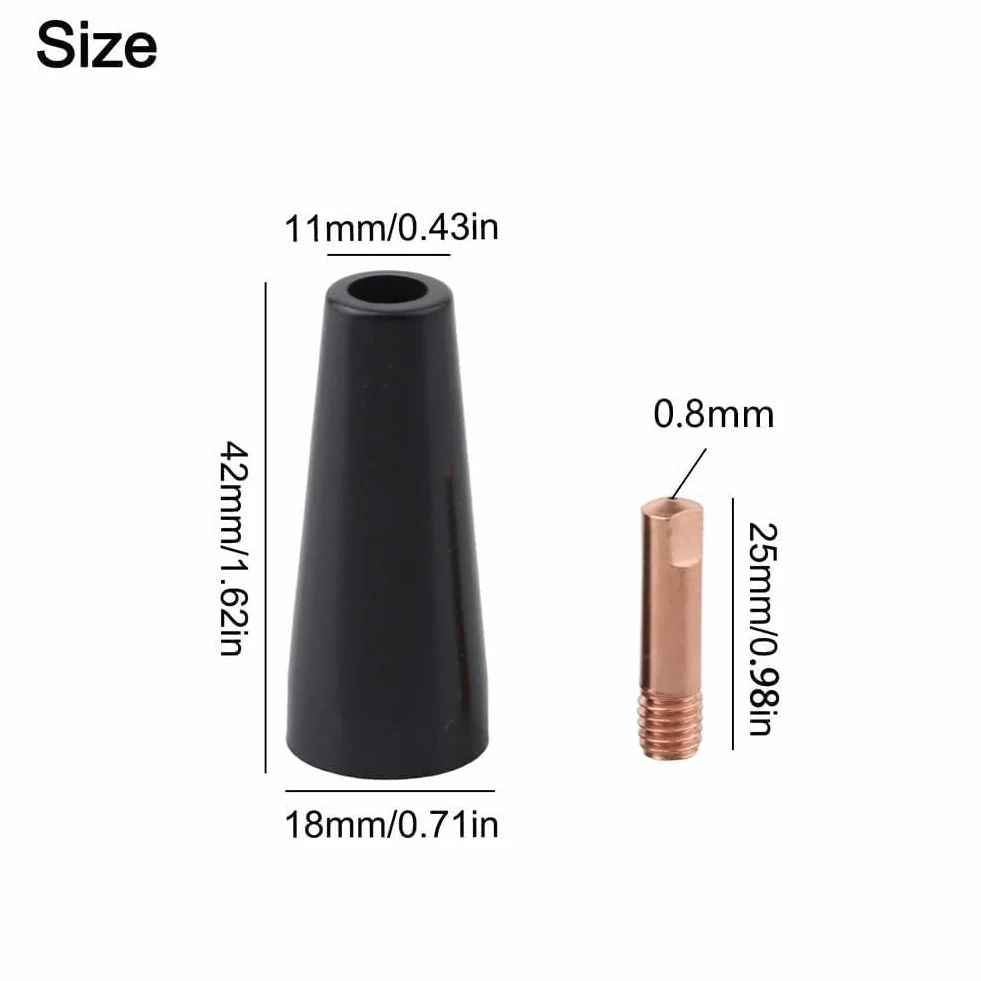 Kit Punte per Ugelli Senza Gas Saldatura Mig 0,6-1,2 mm Compatibili Torcia 14AK MB14 15AK MB15 0,8 mm