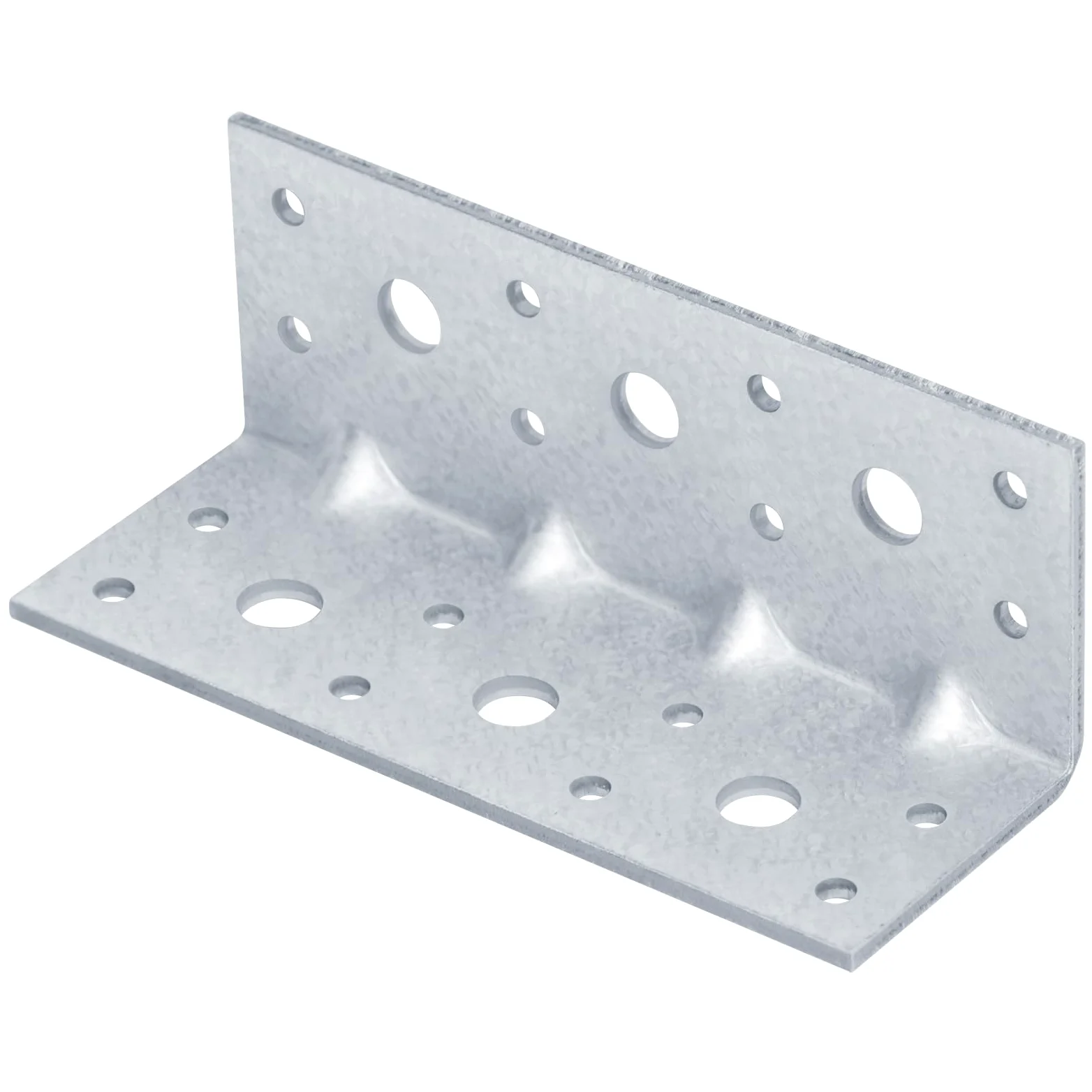 Confezione da 4 staffe angolari a L in acciaio zincato, con design rinforzato, connettore resistente a 90 gradi per mensole in legno, mobili, carico massimo 64,9 kg