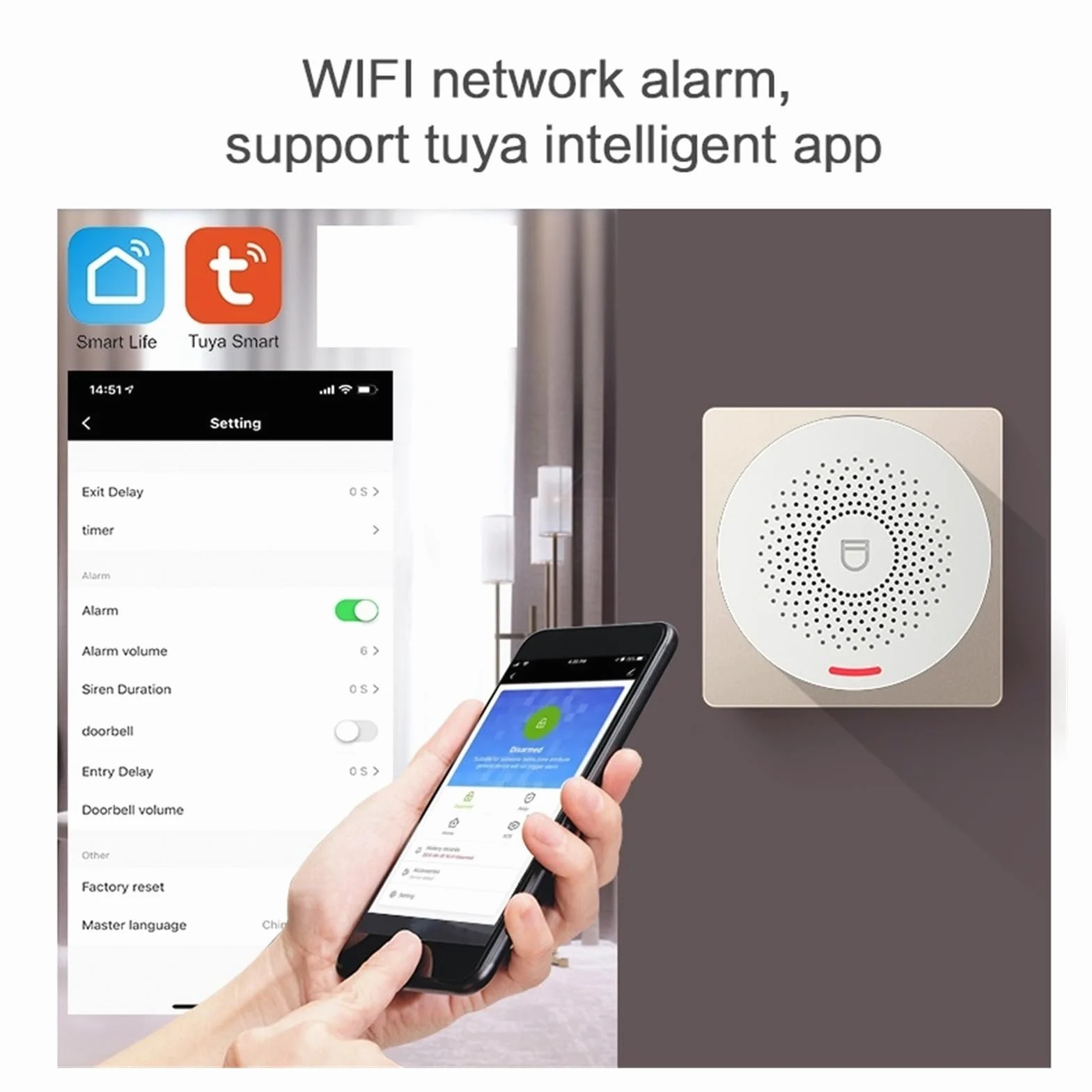di allarme WiFi Kit antifurto di sicurezza wireless con rilevatore di movimento Sensore porta Smart Life App Smart Home(C)