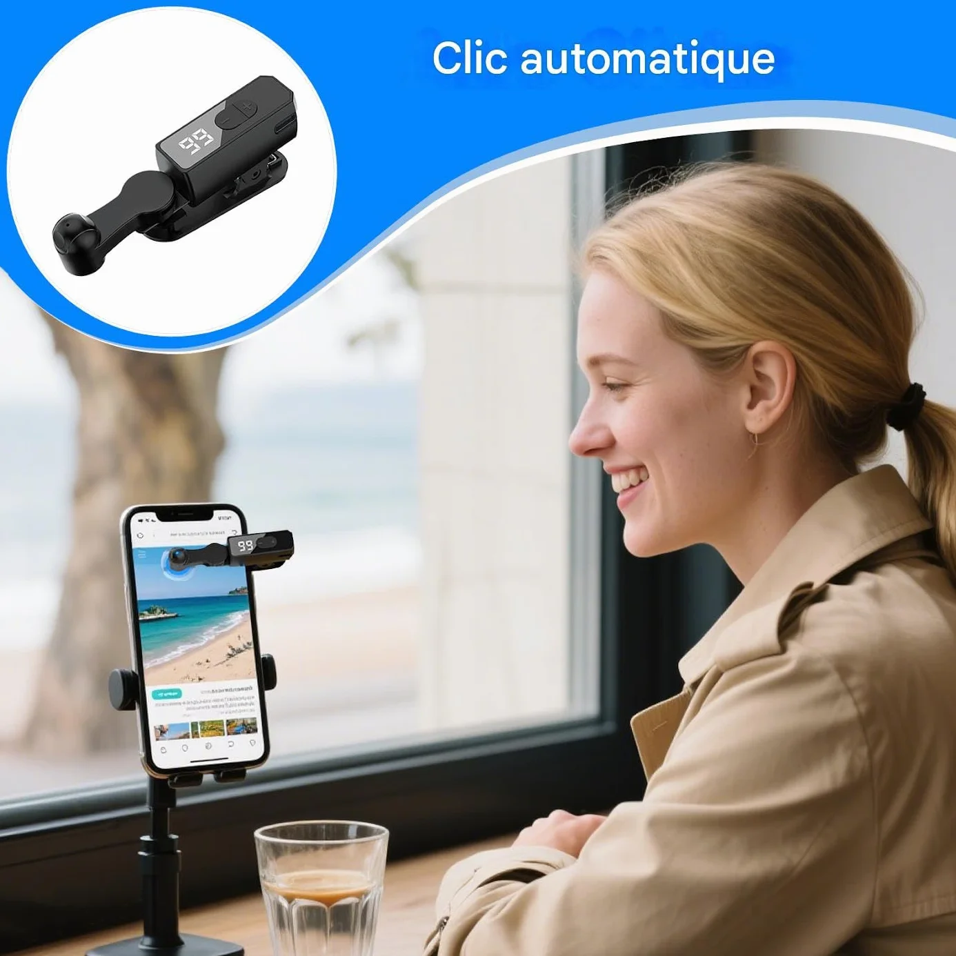 Cliqueur Automatico dello Schermo - Tapper Schermo a Velocità Regolabile,Dispositivo di Tap Wireless a Movimento Rapido per Video, Scorrimento, App di Shopping e Live Streaming