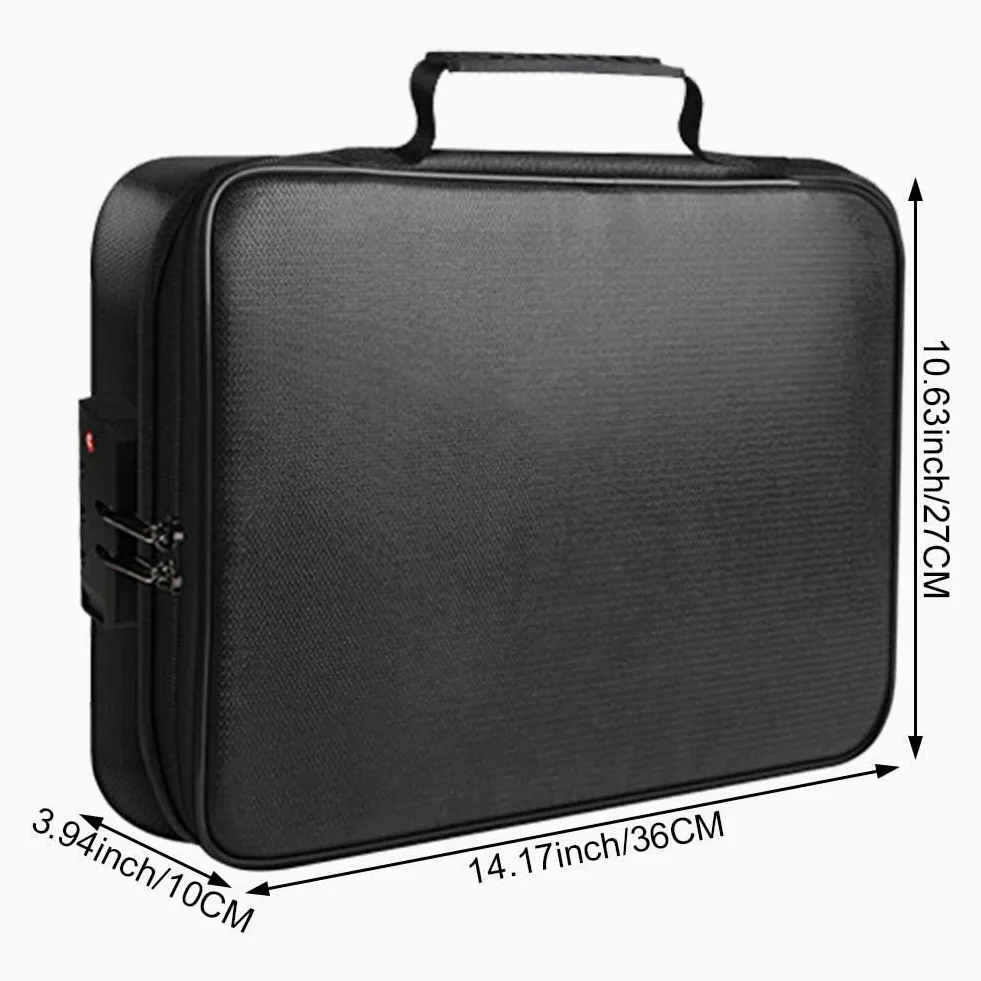 Borsa per Documenti Ignifuga con Serratura Borsa per Documenti Sicura Borsa Impermeabile per Documenti di Denaro, Gioielli E Passaporto
