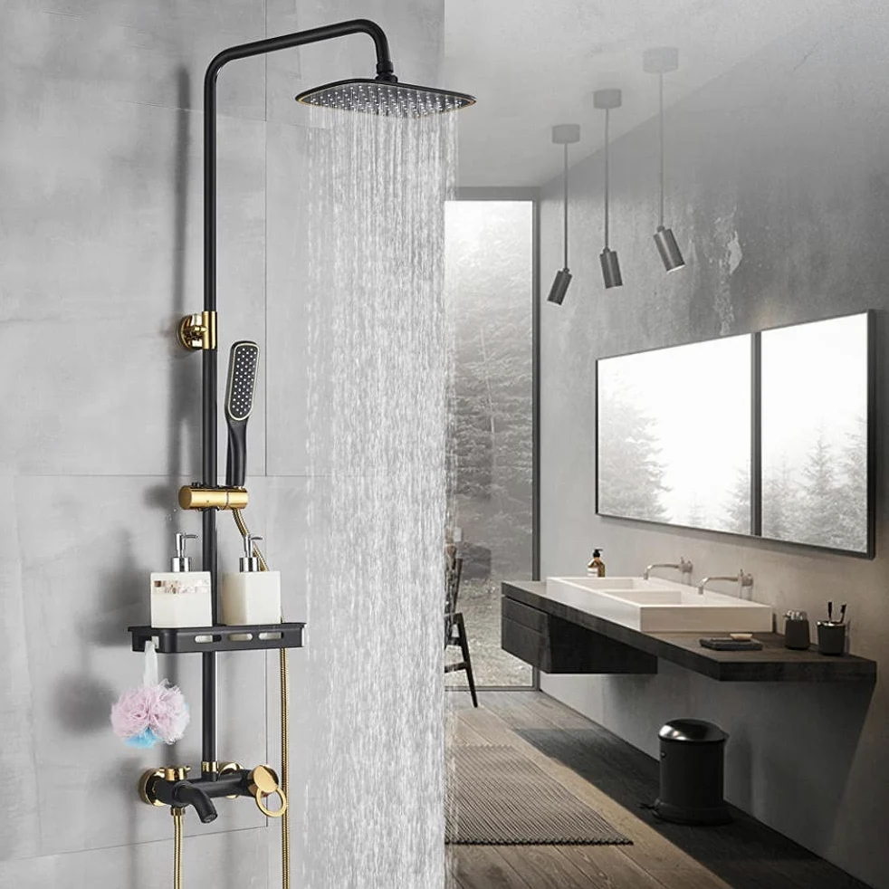 Rubinetto per Bagno, Doccia a Pioggia, Miscelatore per Vasca da Bagno a Parete, Set di rubinetti per Bidet, Nero Opaco, Oro Opaco A
