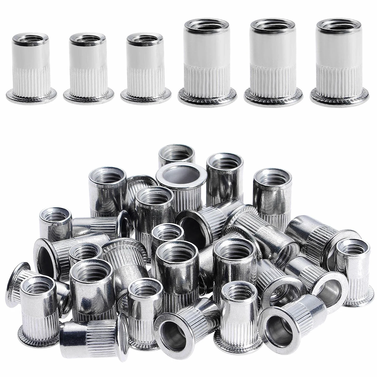 Gueenky 100 PZ Dadi Rivetti Filettati in Acciaio Inox M6 M8, Assortimento Inserti Filettati Mobili in Legno