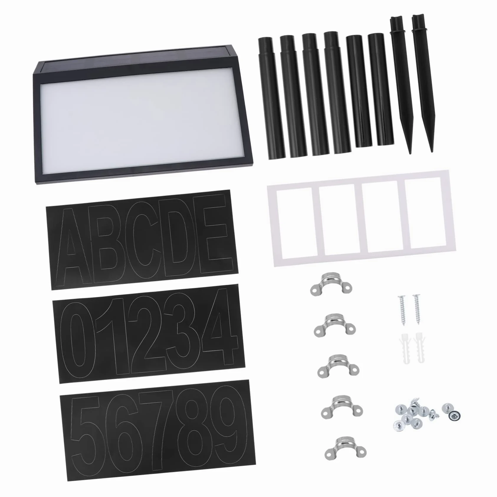 Lampada Solare da Giardino Numeri Civici LED 10 Smd 1200mah Nero in Abs e PC per Esterni Facile da Installare nel Terreno per Ristoranti e Centri Commerciali
