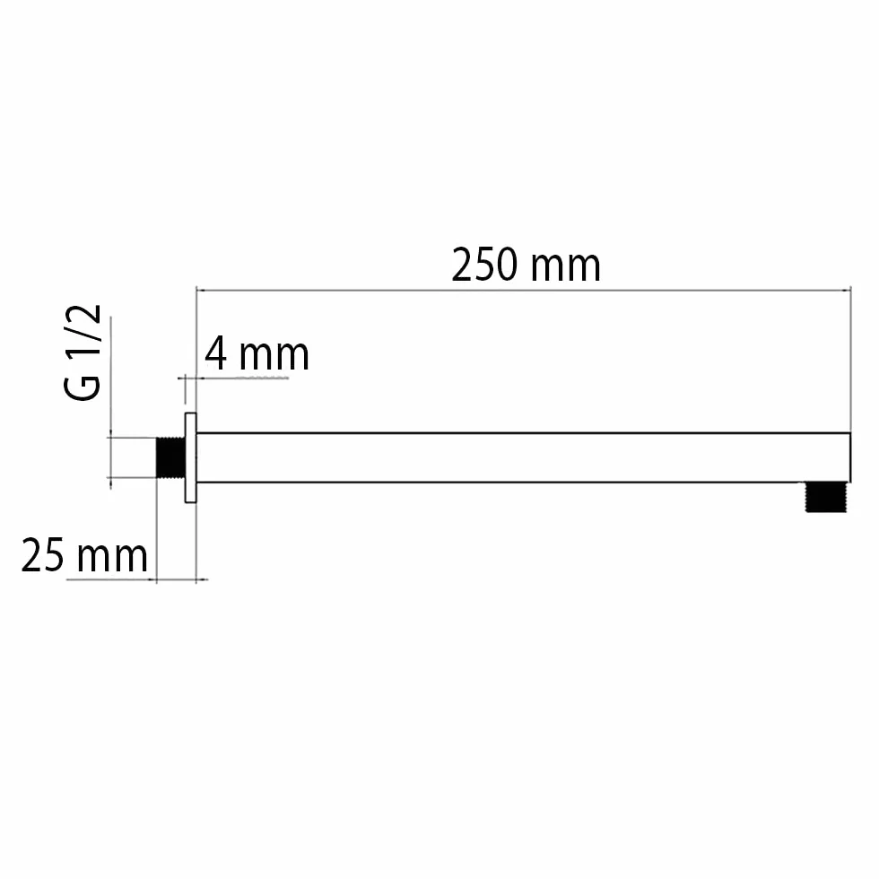 Braccio Doccia a Parete Inbagno, Design Quadrato Moderno, Acciaio Cromato, Attacco Universale G ½”