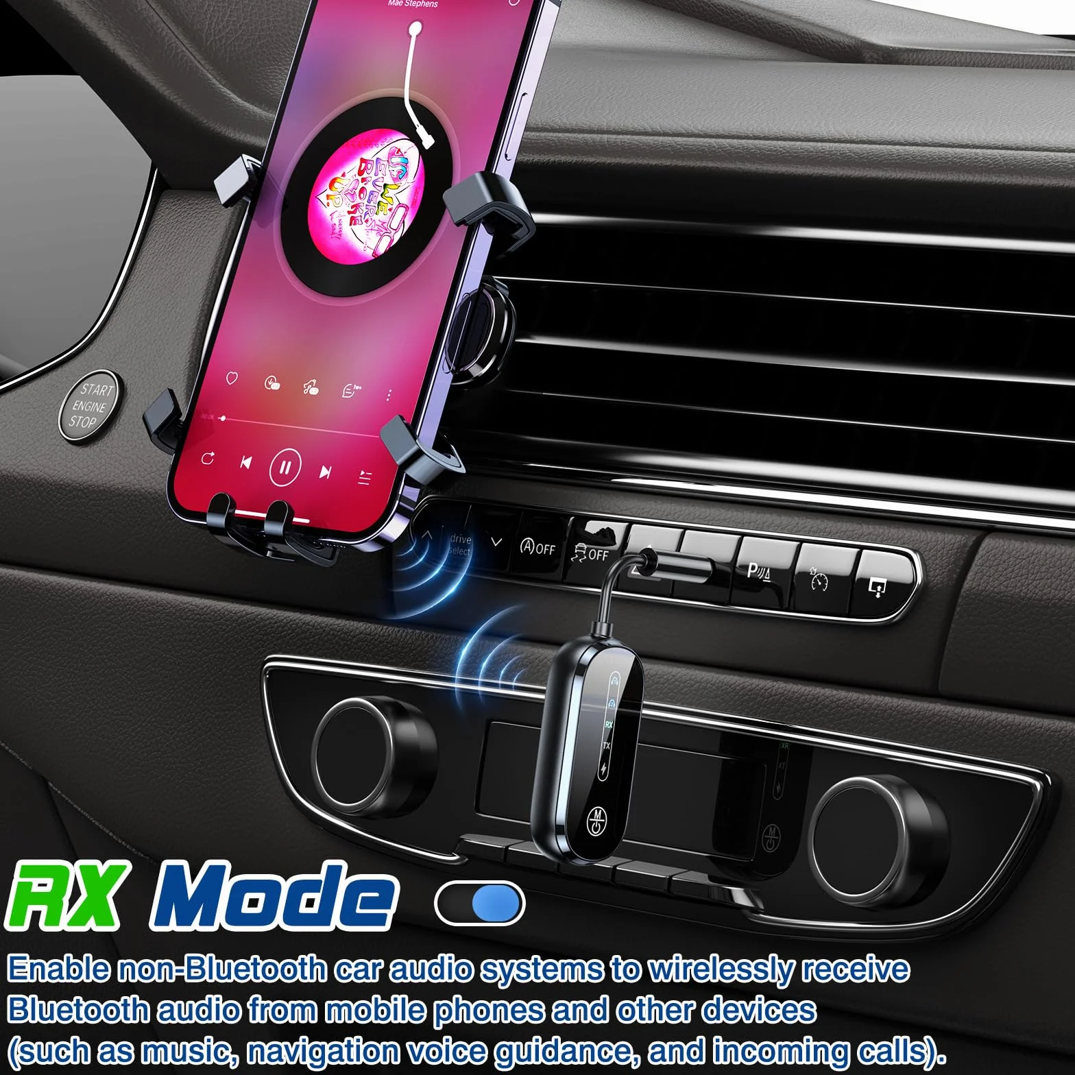 CAUTIOUS 5.4 Ricevitore Bluetooth Aux, 2 in 1 Adattatore Trasmettitore Ultimo Modello, Stabile Trasmettitore Bluetooth per Tv, Cuffie 3.5mm, Adattatore Bluetoot Auto per TV, Telefono Mobile