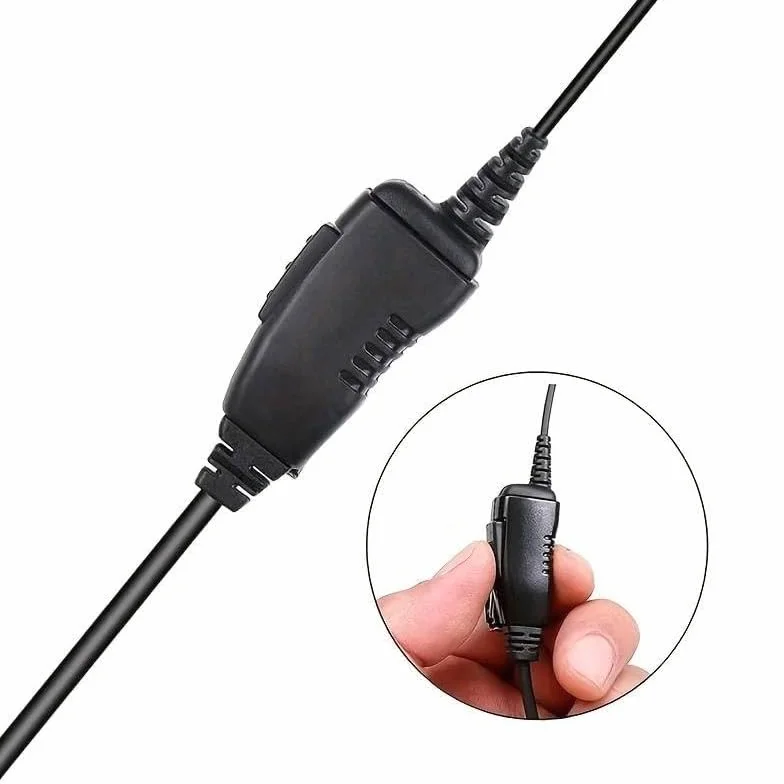 TECHZOCO Auricolare microfono PTT per trasmettitore Walkie, auricolare a forma di G, 2 pin, compatibile con Kenwood Baofeng UV-5R 888S BF-F8HP UV-82 Quansheng UV-K5 Retevis TYT Security Two Way Radio,