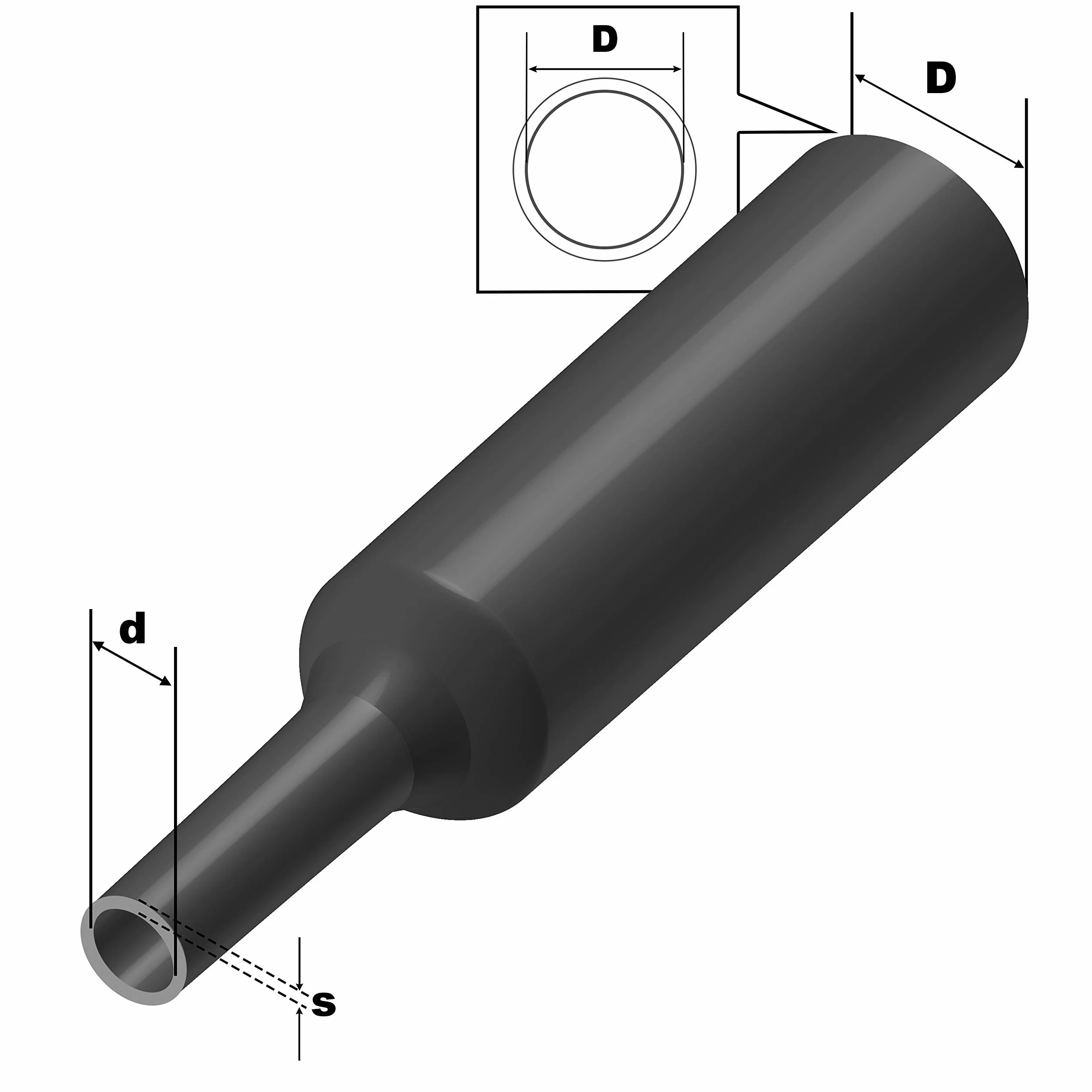 ISOLATECH Guaina Termorestringente Ø35mm x 3m 2:1 Nero Poliolefina Resistente UV Isolamento Cavi