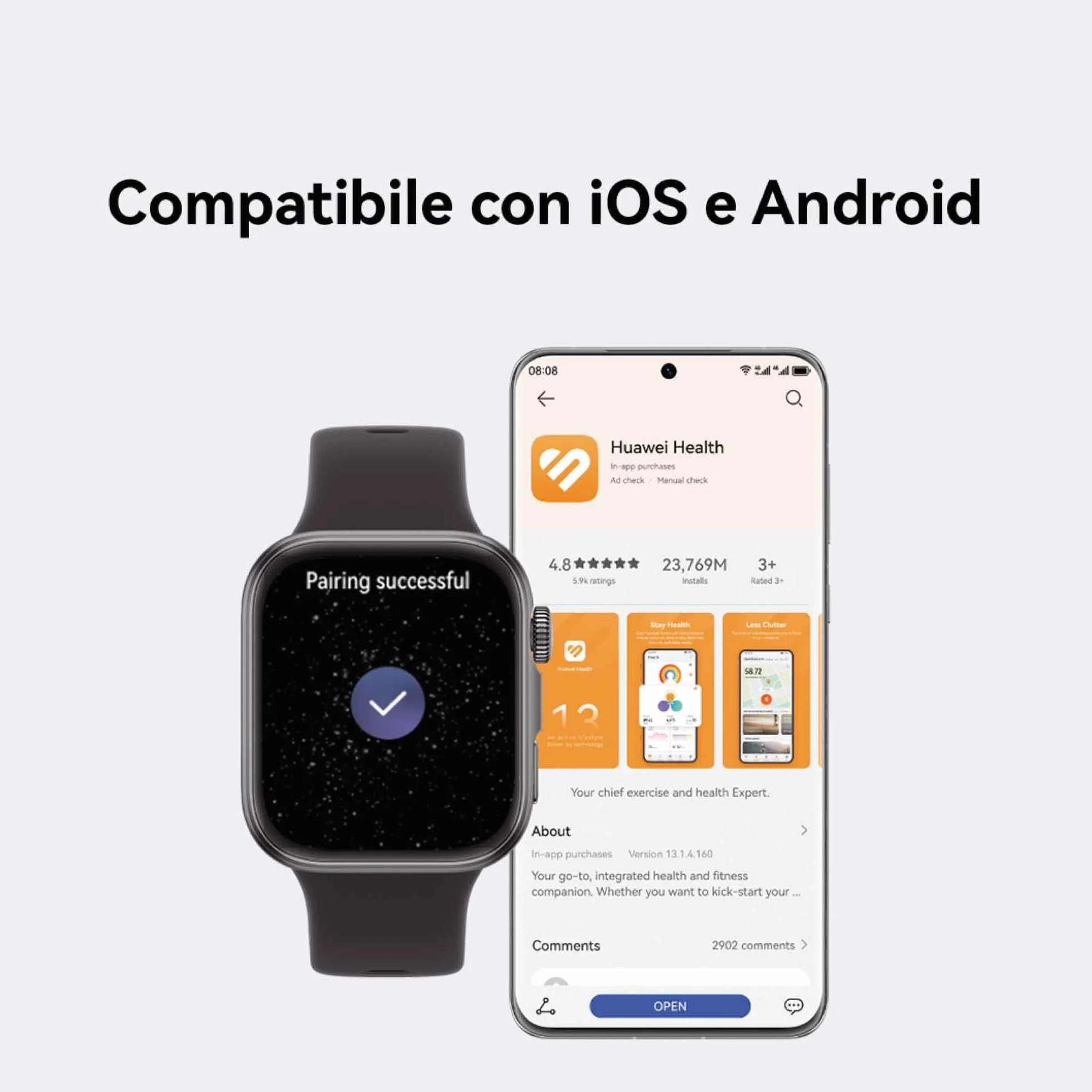 HUAWEI WATCH FIT 4 Smartwatch, 100 Modalità di Allenamento, Ultra-sottile, Fitness Tracker, iOS & Android, Cassa in Alluminio, Batteria fino a 10 Giorni, 1.82”Display AMOLED, GPS, 30 mesi di Garanzia