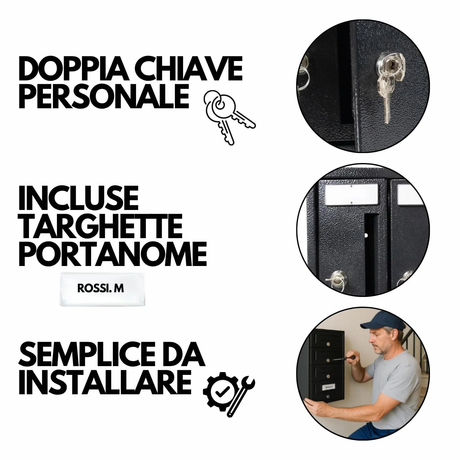 OWIJI Cassetta Postale da Esterno Condominiale Antracite 5 Posti 52x18x30 cm Feritoia Superiore