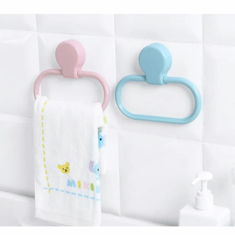 Porta asciugamani adesivo in plastica per bagno e cucina, colore: blu