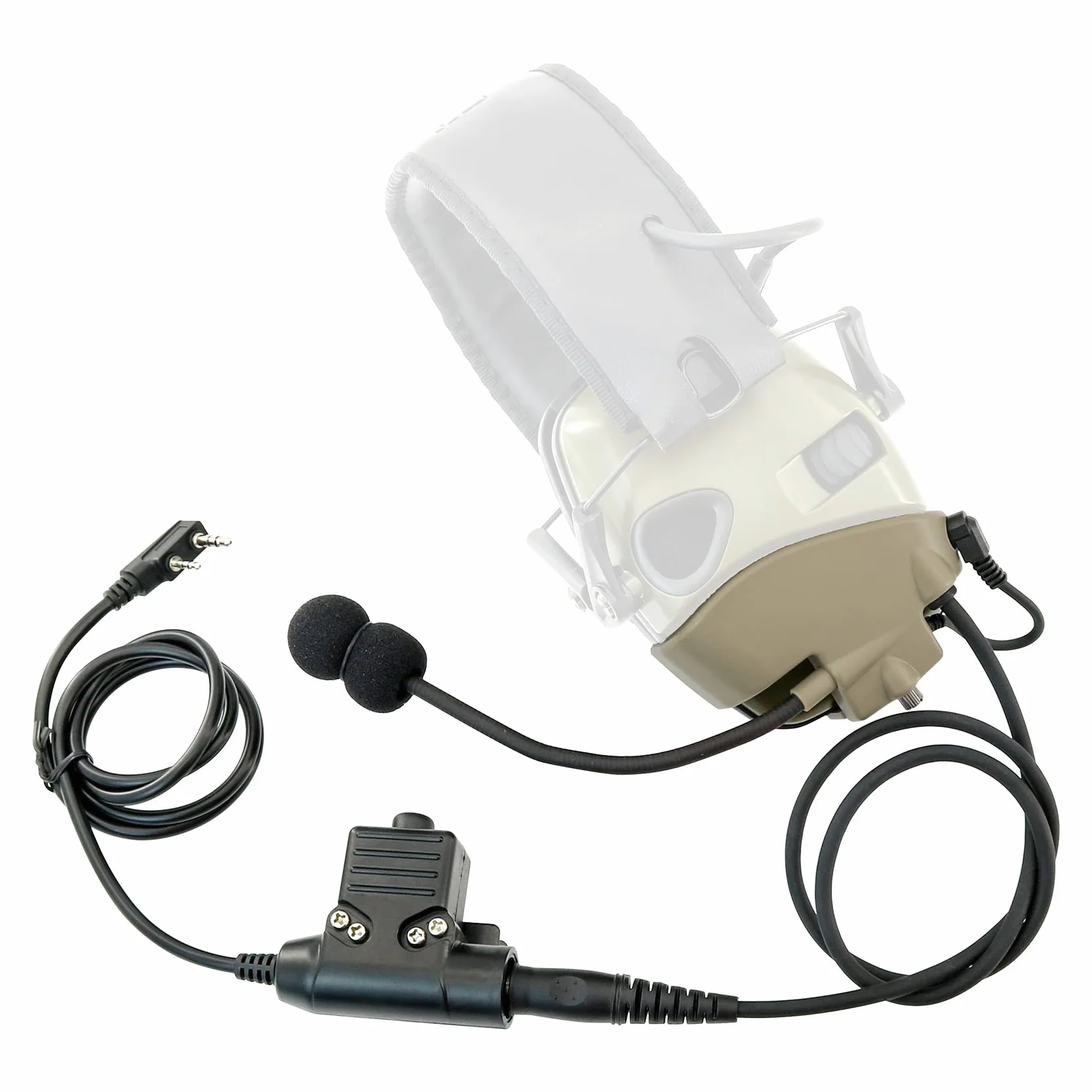 Microfono e PTT per cuffie Howard Leight Impact Sport con cancellazione del rumore Airsoft (Tan)