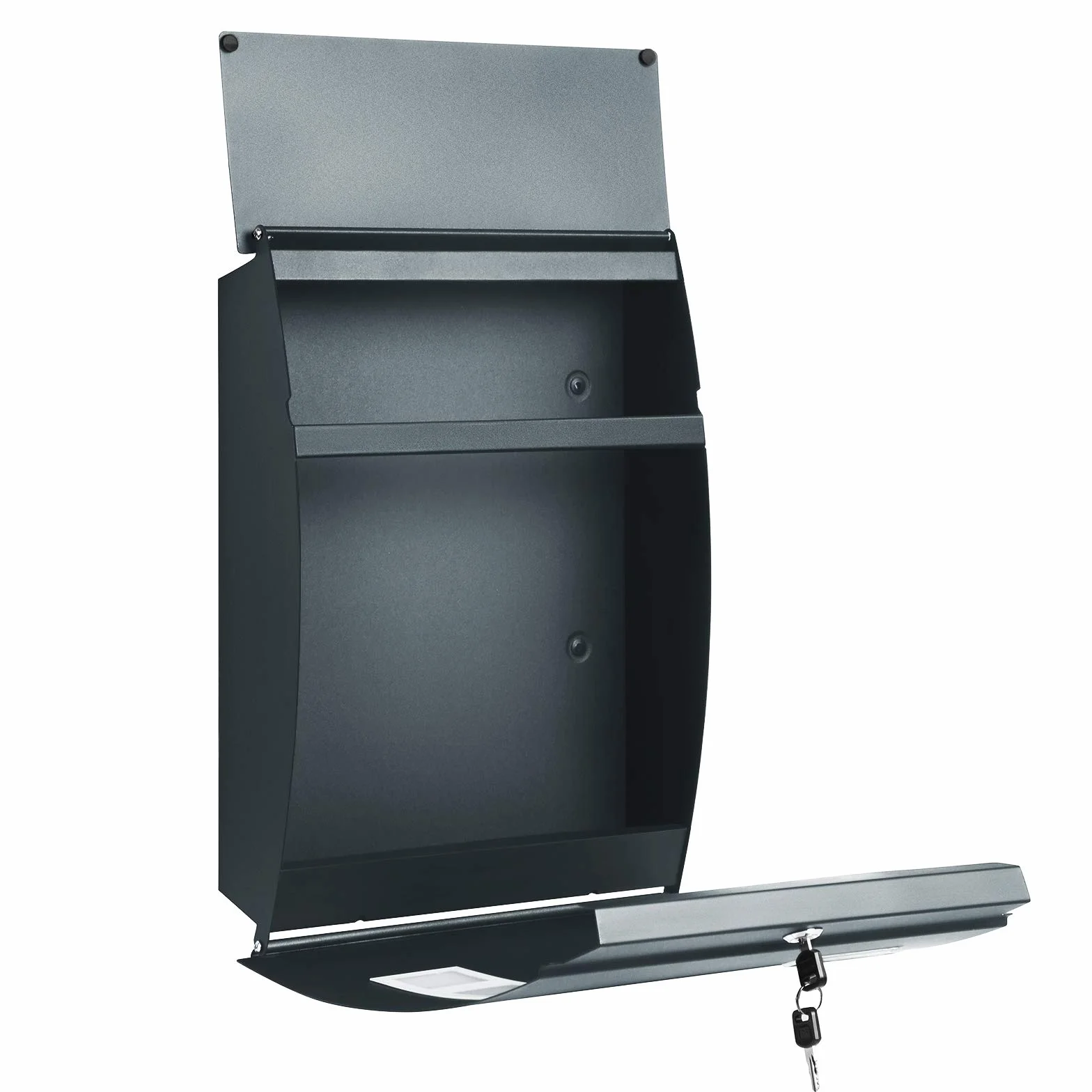 SONGMICS Cassetta postale da parete grigio antracite con finestre slot per nome 2 chiavi GMB030G02