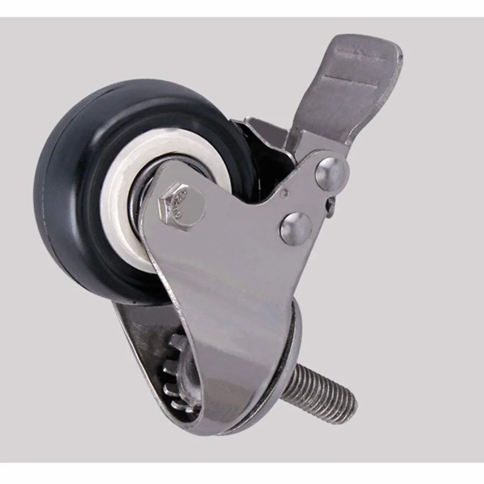 Ruote per mobili Resistenti da 2 Pollici con Filettatura M8/M10/M12, Staffa in Acciaio Inox 304, Portata 300 kg, silenziose, con Freno, girevoli, Piccole, Ideali per Tavolo, scrivania, Carre