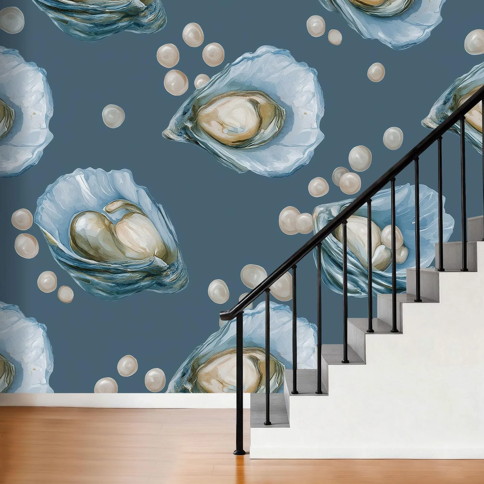 Carta da parati fotografica 500 x 280 cm con motivo perlato di lusso, decorazione per la casa, decorazione per la casa blu, decorazione artistica di alta qualità per soggiorno, camera dei bambini