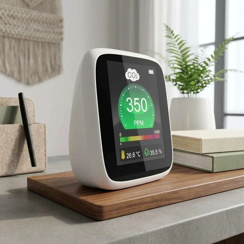 Rilevatore portatile della qualità dell'aria con tecnologia avanzata Ndir per misurare istantaneamente i livelli di temperatura e umidità con interruttore di allarme manuale per viaggi di lavoro