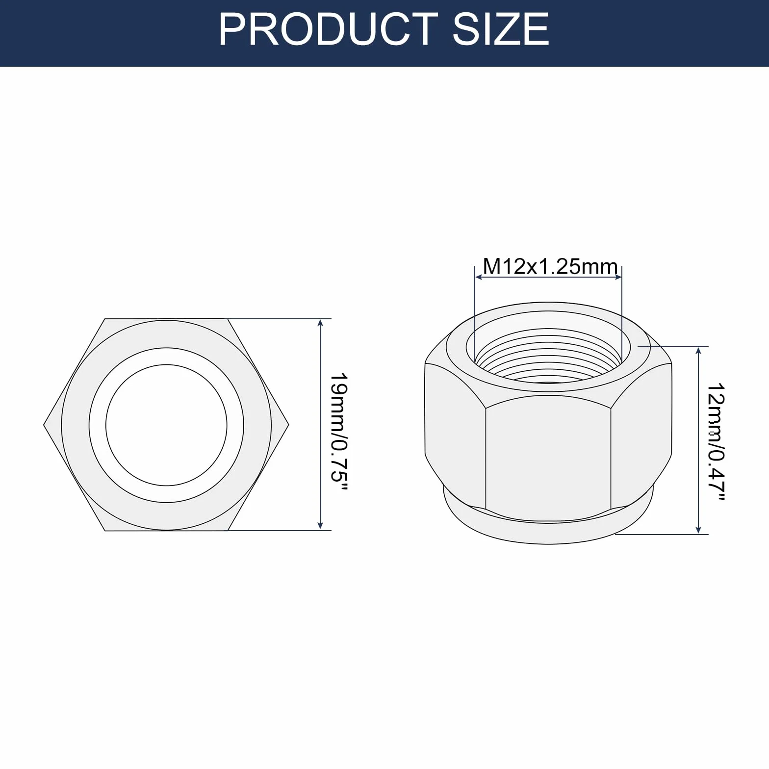 sourcing map 5 dadi di bloccaggio esagonali M12 x 1,25 mm in acciaio inossidabile 304 autobloccanti nylon