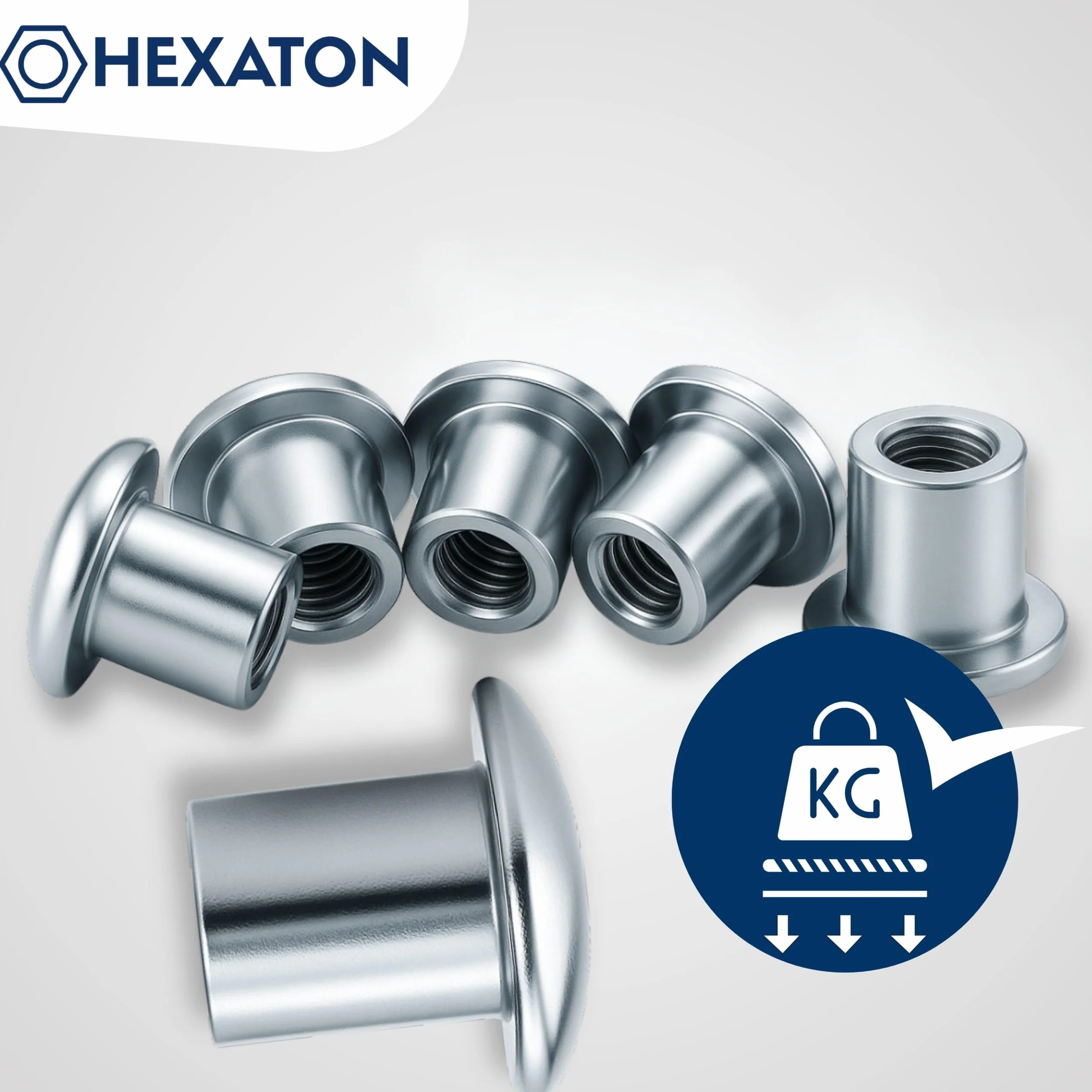 HEXATON Dadi a Manicotto M10 x 20 x 13 mm 100 Pezzi Acciaio Zincato