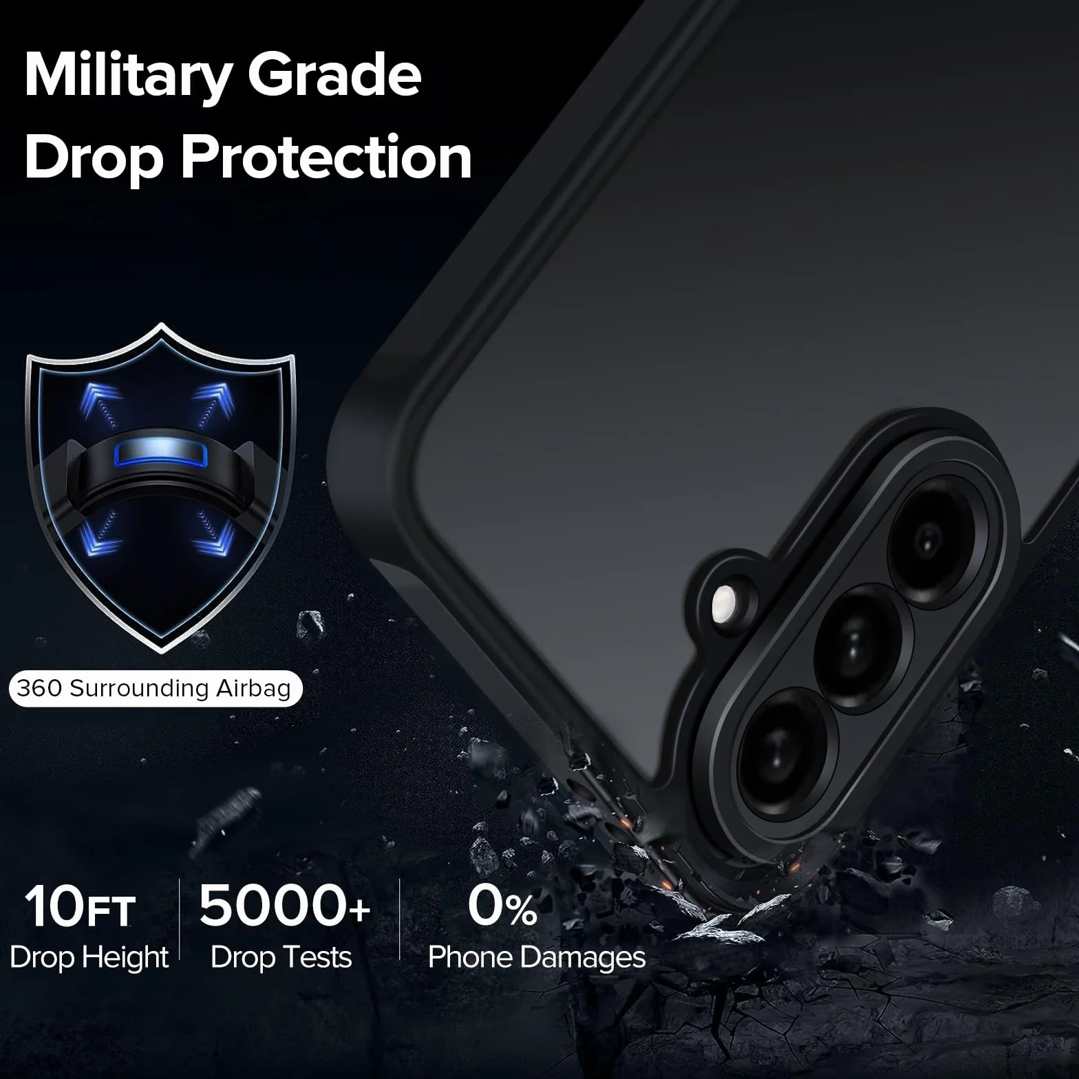 iVoler Cover Opaca per Samsung Galaxy A56 5G con 2 Pezzi Vetro Temperato, [Antiurto di Grado Militare] [Protezione Della Fotocamera] Custodia Traslucida Posteriore Sottile Anti-Impronte Case, Nero