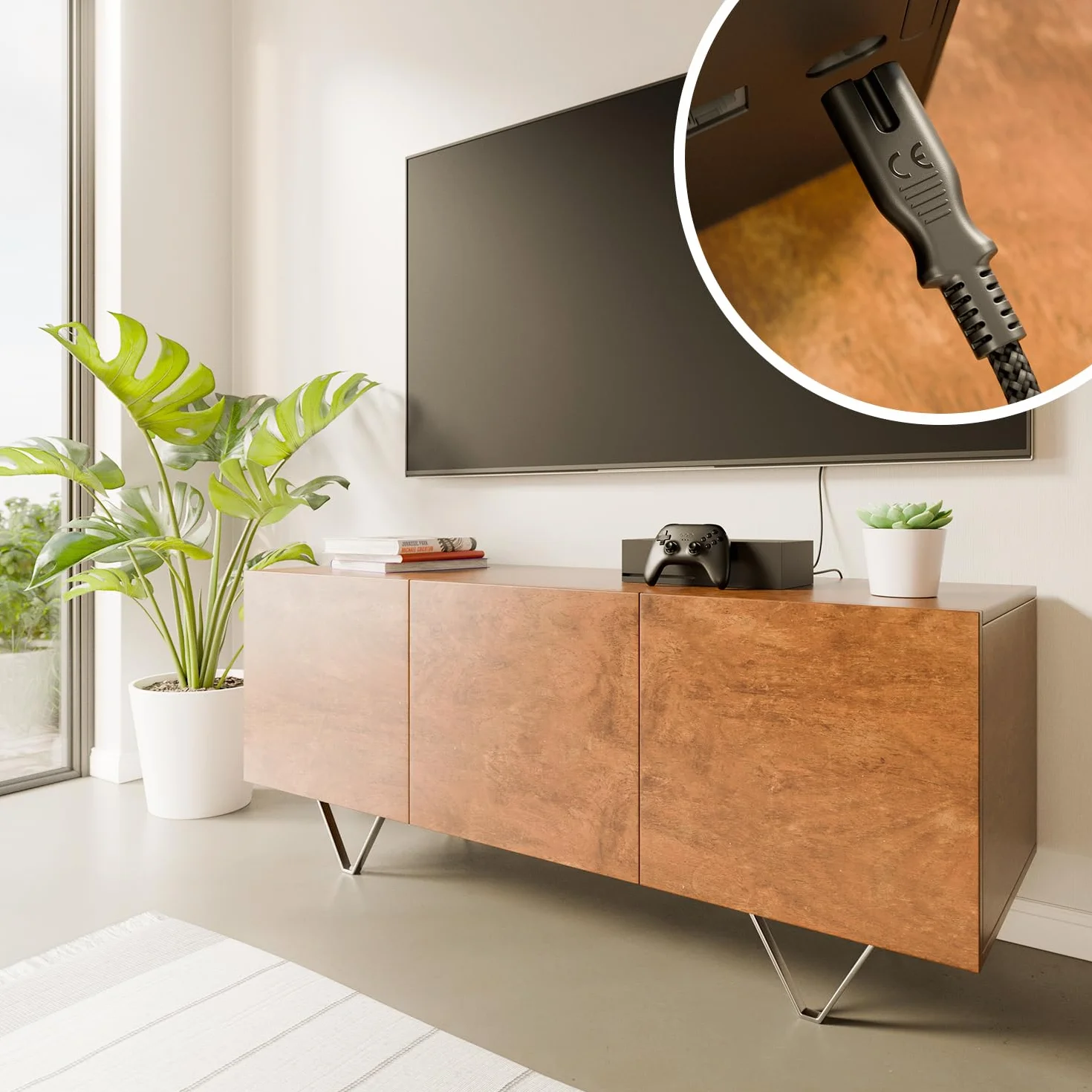 deleyCON 2m Cavo di Alimentazione Elettrico Spina Euro Tipo c a C7 (in Nylon) Connettore Piatto 2,5A per Presa C8 TV Soundbar PS4 PS5 Alimentatori Piccoli Elettrodomestici ecc. - Grigio