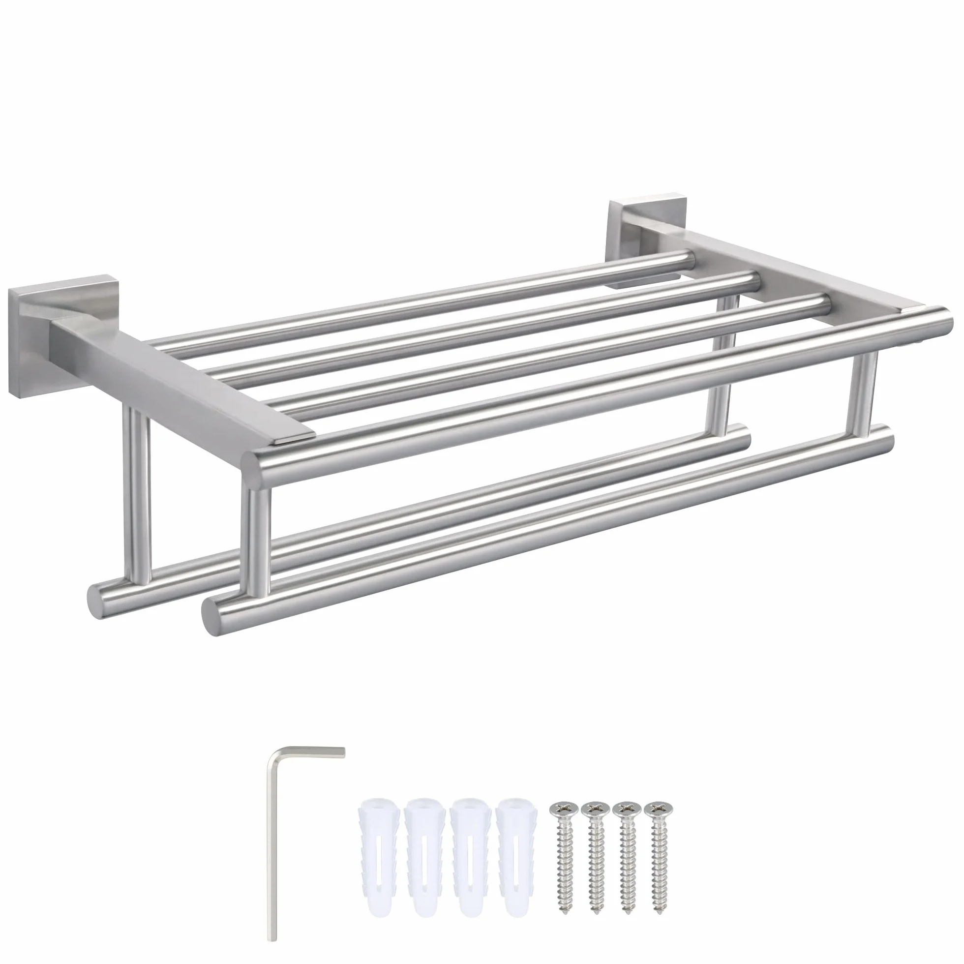 Sayayo Porta Asciugamani Bagno Doppio da Parete 40CM Acciaio Inossidabile SUS304 Grigio Argento