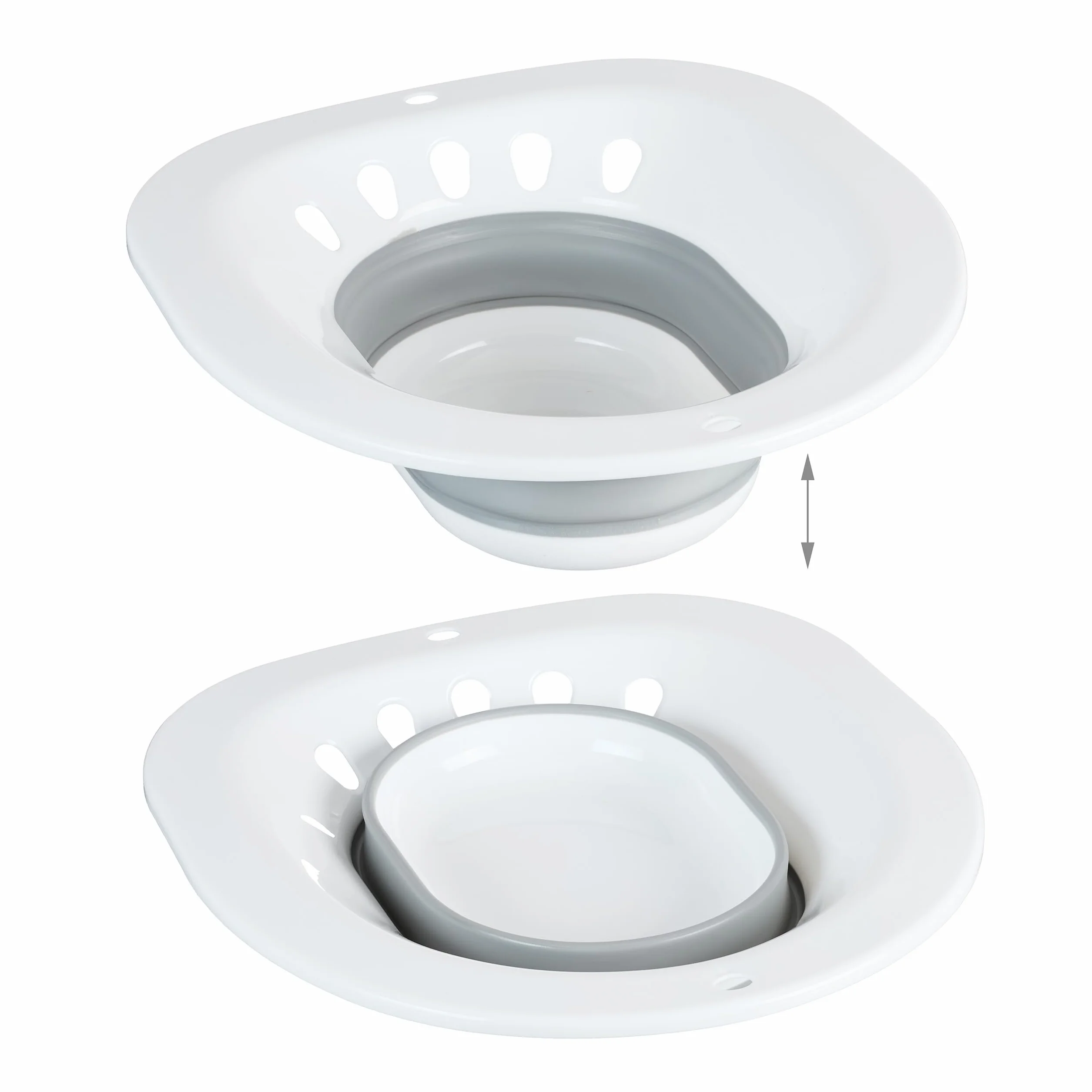 Relaxdays Bidet Pieghevole per WC, 12 x 36 x 39 cm, Igiene Intima, Plastica, Bianco/Grigio