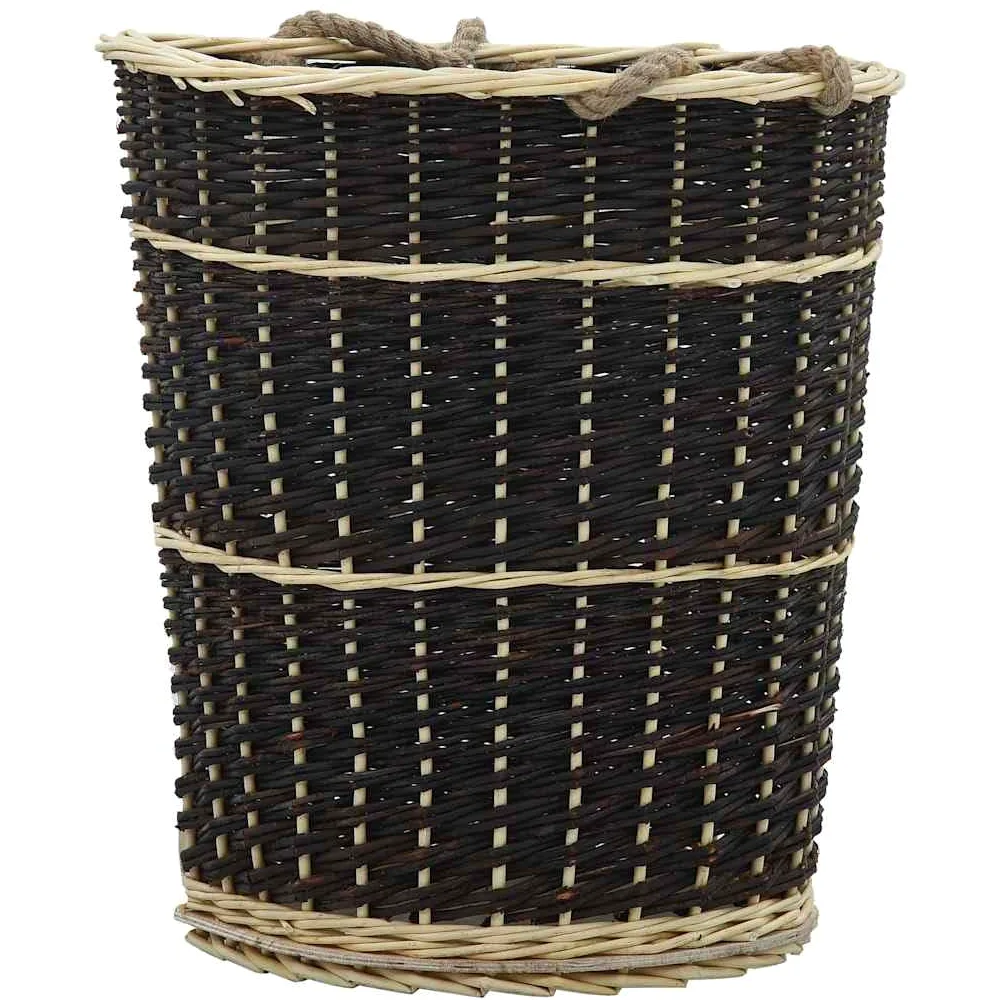 Cesto in legno di vimini naturale con tracolla e manici, 50 x 44 x 58 cm, rustico, versatile come scaffale per legna da ardere e contenitore in legno per interni, giardino, terrazza