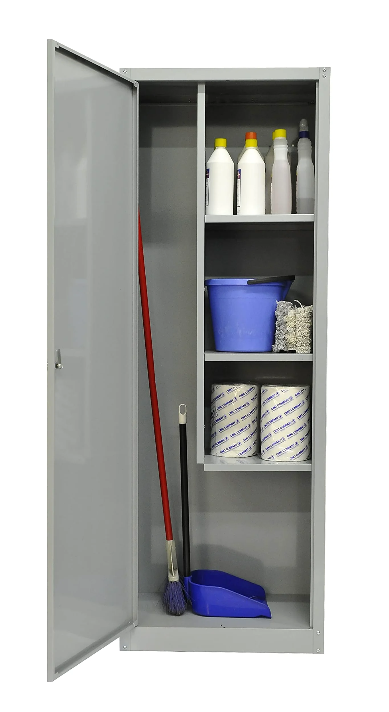 GRIMA Armadietto metallico singolo - 1 anta, 60x40x167 cm, porta scope, detersivi, spogliatoio, mobili multiuso