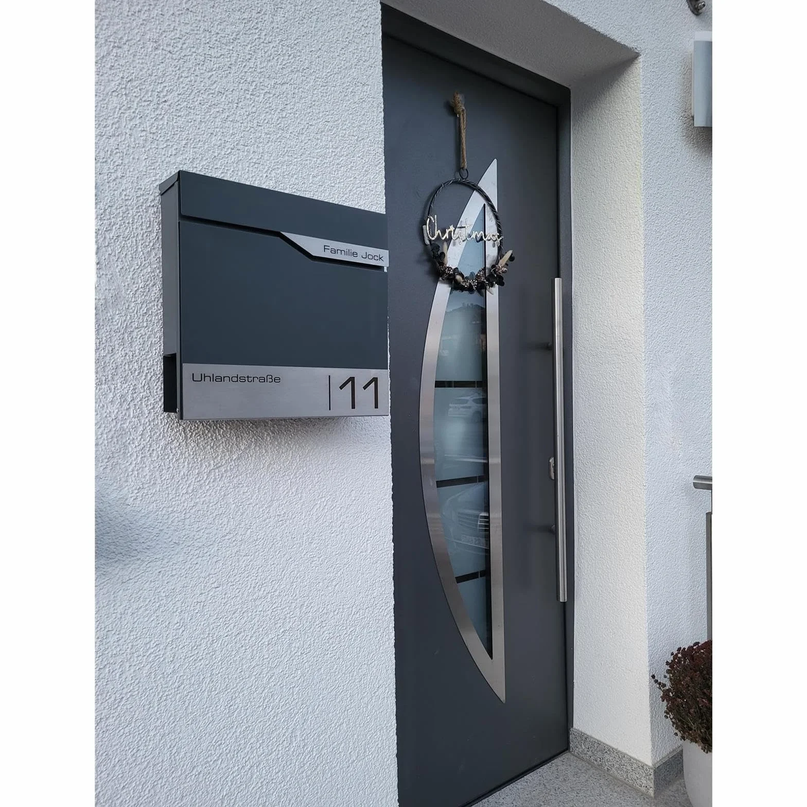 Metzler Moderna Cassetta Postale Con Portagiornale Antracite RAL 7016, Acciaio Inossidabile V2A, Da Parete