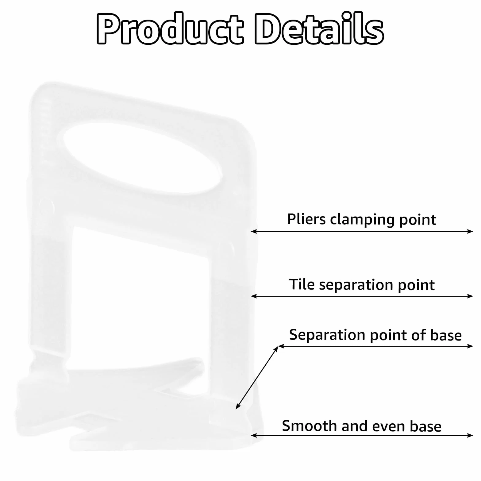 AKOLAFE 500 pezzi sistema di livellamento per piastrelle, 1,5 mm, in PVC, plastica, 36 mm, larghezza delle fughe, altezza delle piastrelle, 38 mm, strumento per la posa delle pietre