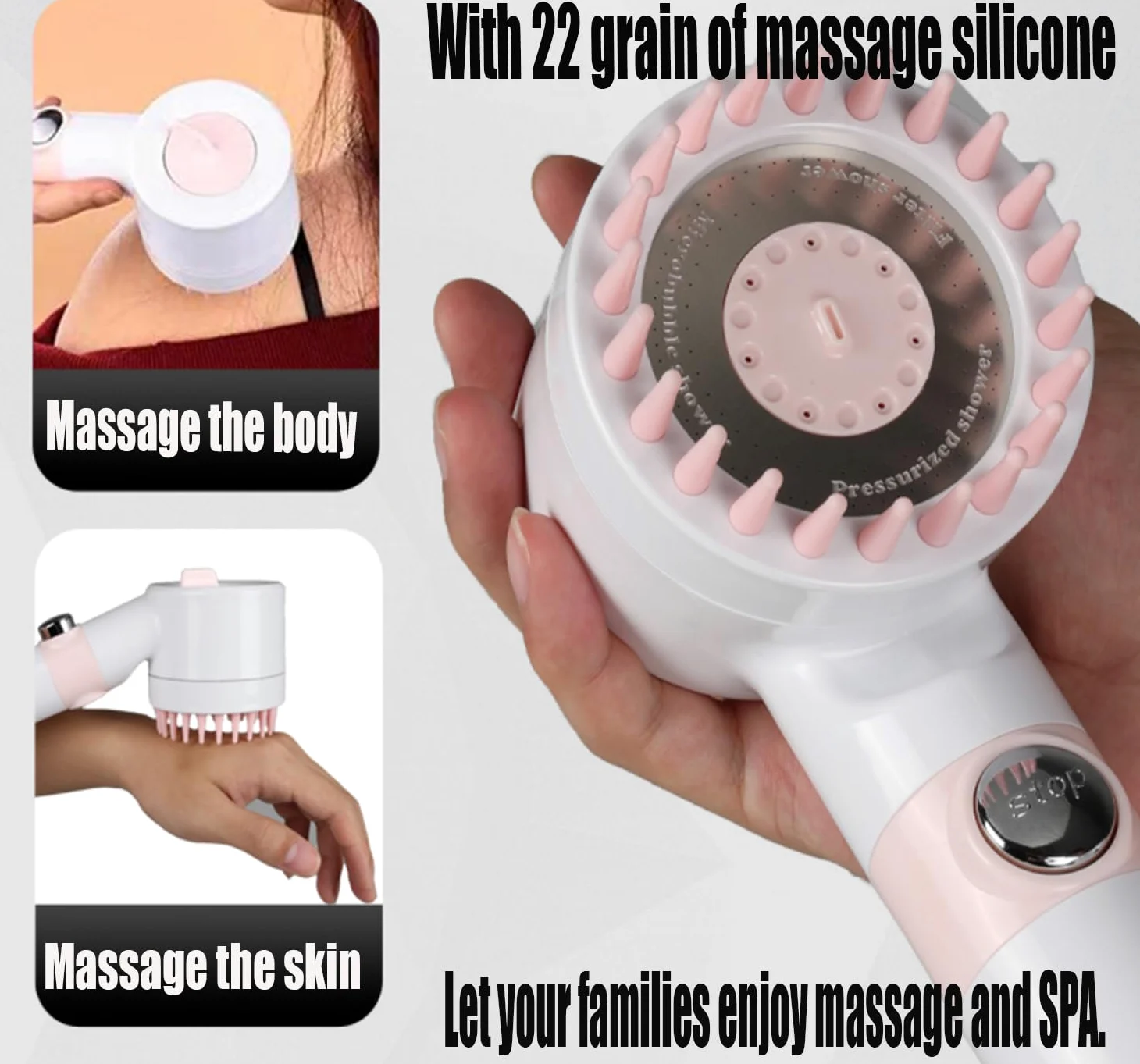 Soffione doccia con palmare, Soffioni doccia ad alta pressione, flusso elevato anche con bassa pressione dell'acqua - Set soffione doccia a mano a 3 modalità con tubo di ricambio/staffa/filtri in