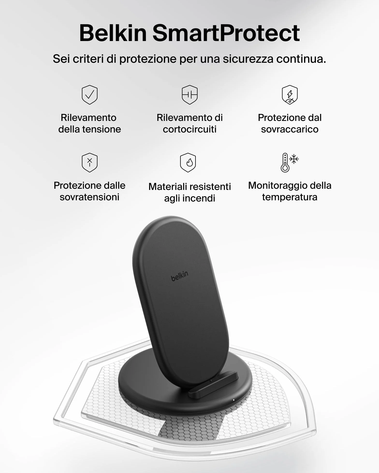 Belkin BoostCharge Caricatore Wireless, Supporto Ricarica Compatibile con Custodie per Telefono, Ricarica Wireless per iPhone, Samsung Galaxy, Google Pixel, Cavo Inclusi, Nero