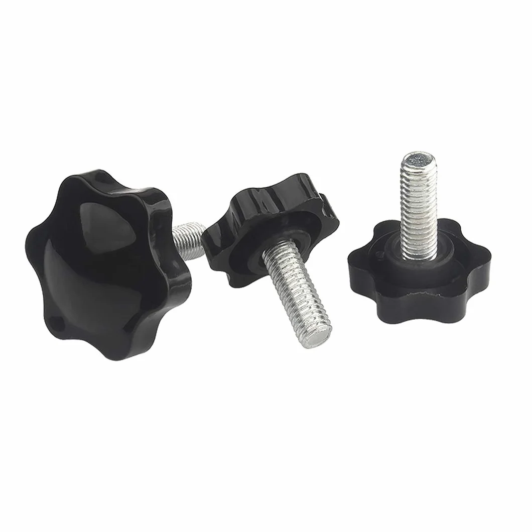 Vite a testa zigrinata M6×40mm Manopola di serraggio in plastica nera Maniglia a stella per macchina utensile