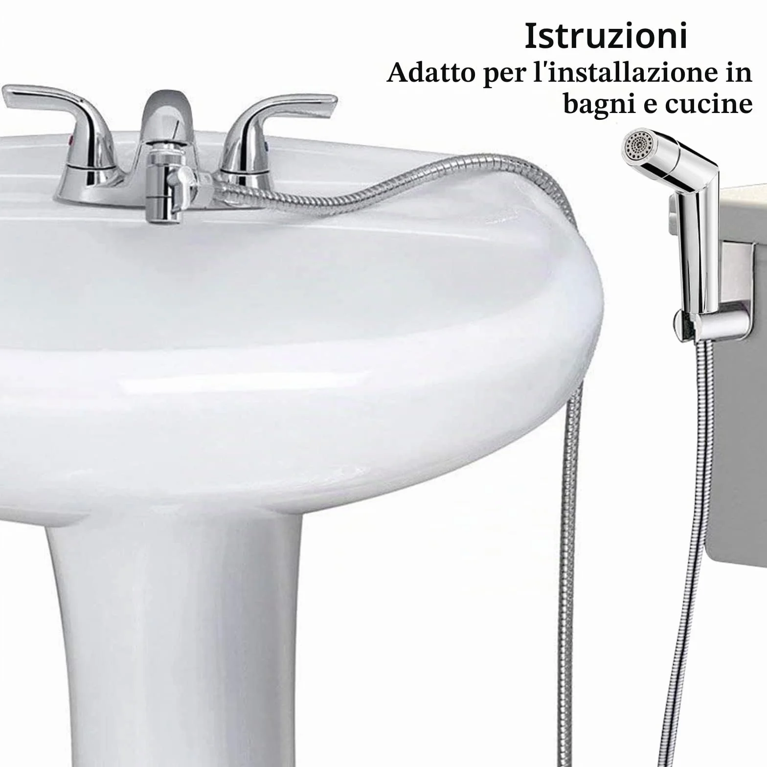 Doccetta bidet a mano ABS Cromo regolabile kit spray per pannolini bambini con erogatore rubinetto tubo gancio