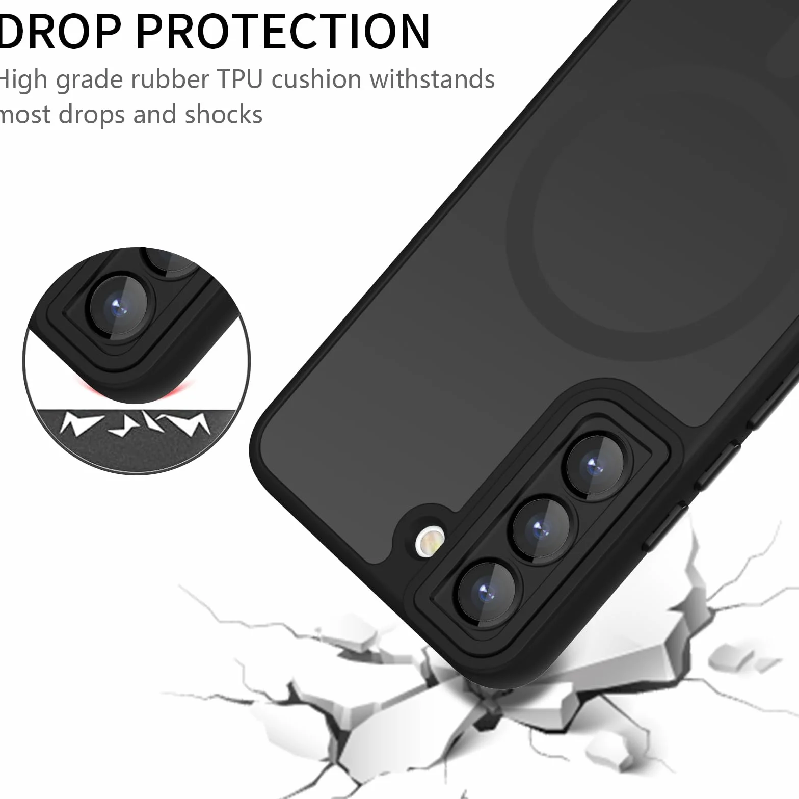 Cover Magnetica per Samsung Galaxy S22 Compatibile con MagSafe, Custodia per Samsung Galaxy S22 Traslucida Opaca Case Ultra-Sottile Resistente ai Graffi, Nero