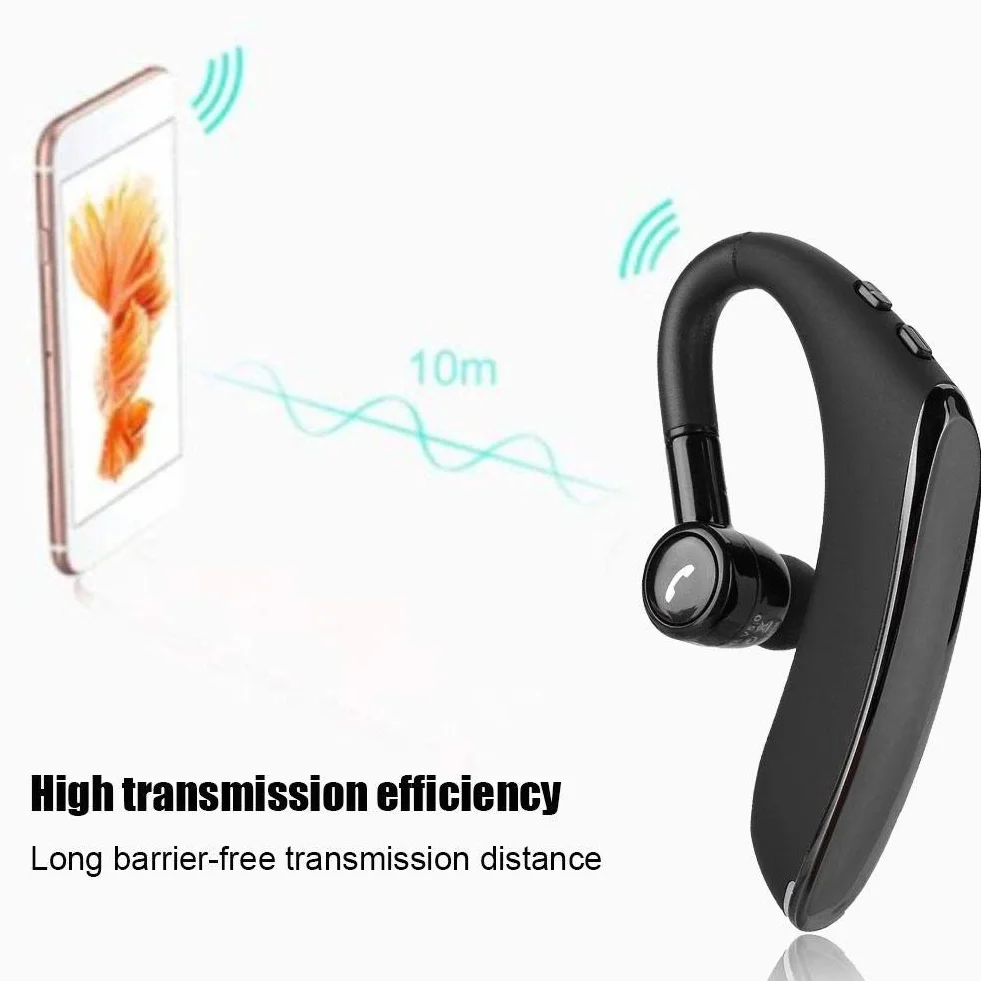 Denash Auricolare Stereo Bluetooth 5.0 Singolo, Cuffia Auricolare Wireless Professionale con Microfono, Auricolare F900 Chiamata a Mani libere