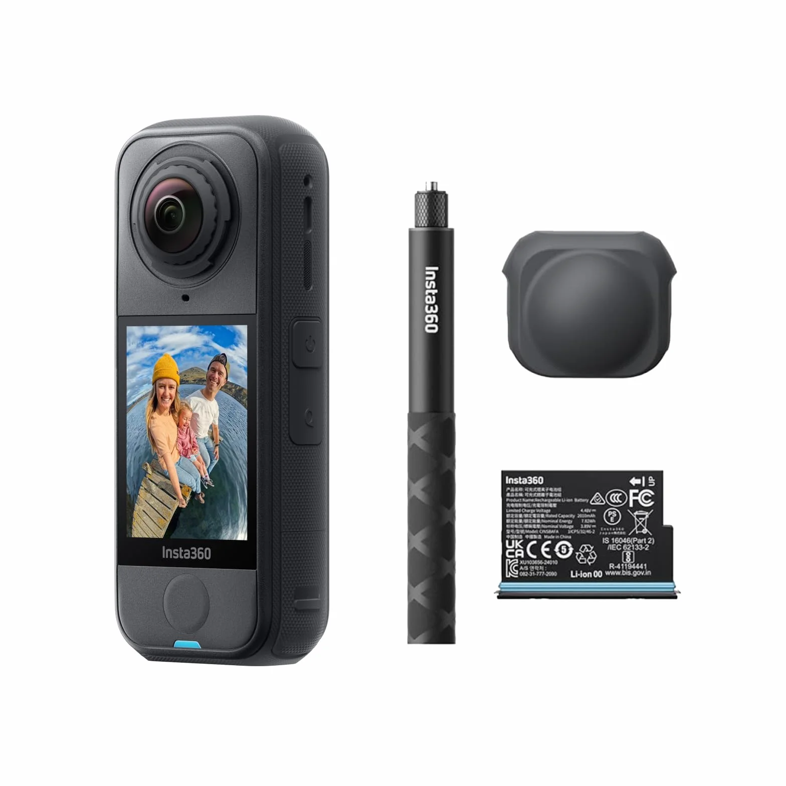 Insta360 X4 Air, Videocamera 8K 360 leggera 165g, Selfie stick Invisibile, lenti sostituibili, cover antivento integrata, prima registri poi inquadri, Pack Starter
