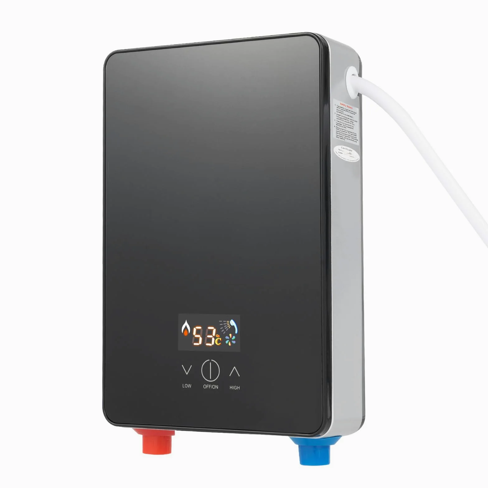 Scaldacqua istantaneo elettronico, display LED digitale della temperatura, scaldabagno istantaneo per cucina, bagno e casa, 220V 6500W (nero)