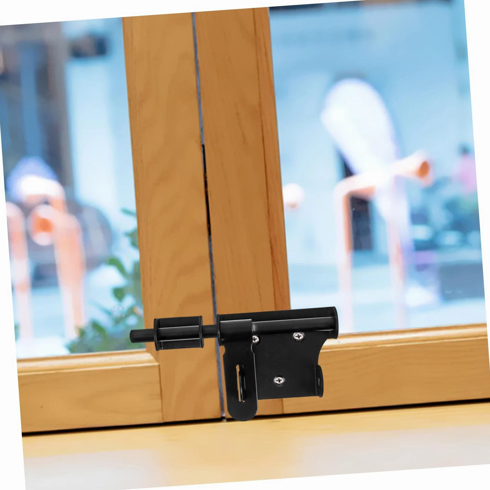 TOPBATHY 5 Pezzi Chiusura a vista del bullone della porta cancello inossidabile cromo con serratura porta lucchetto porta serratura di sicurezza per porta scorrevole fermo della porta Black
